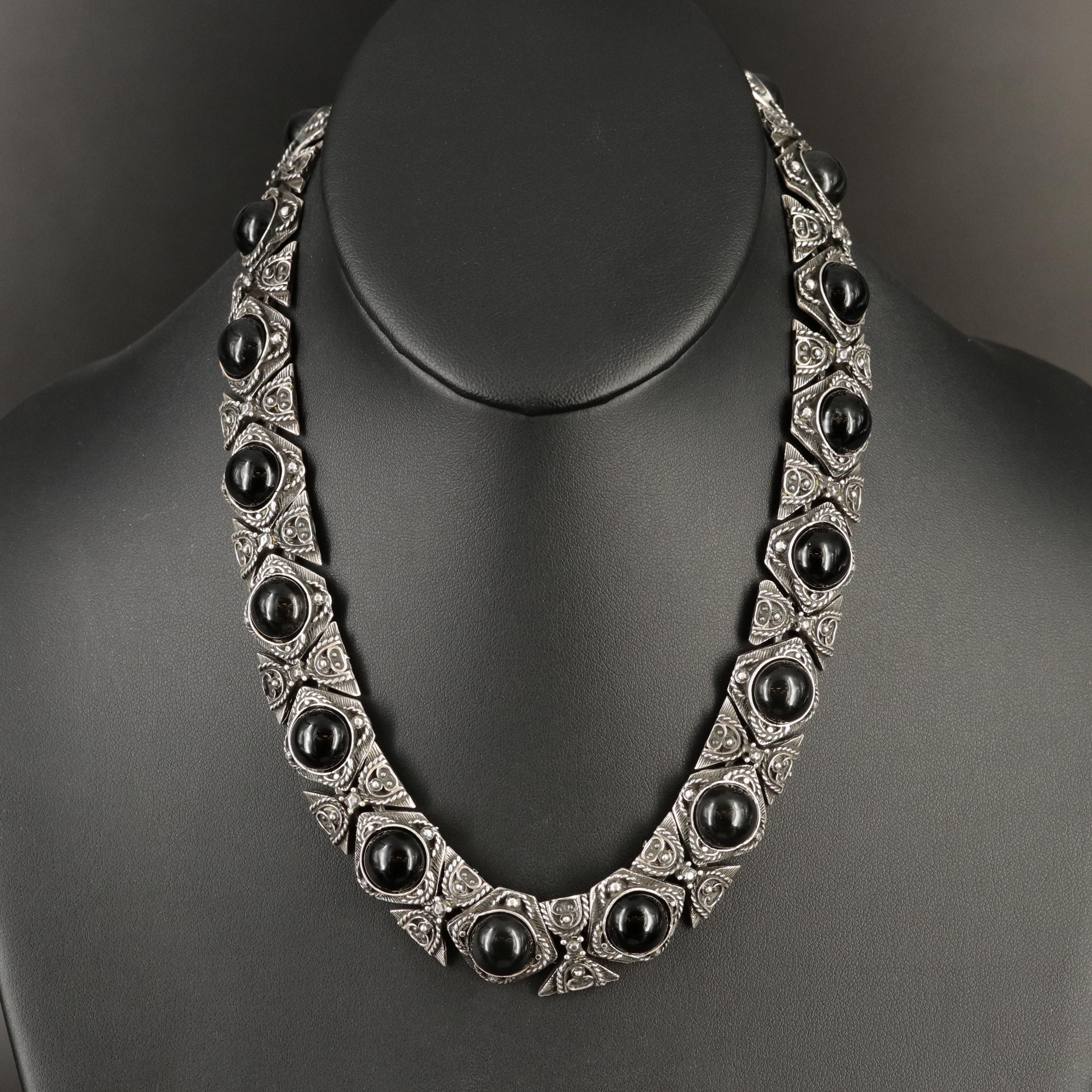 Mexican Sterling Faux Black Onyx Necklace