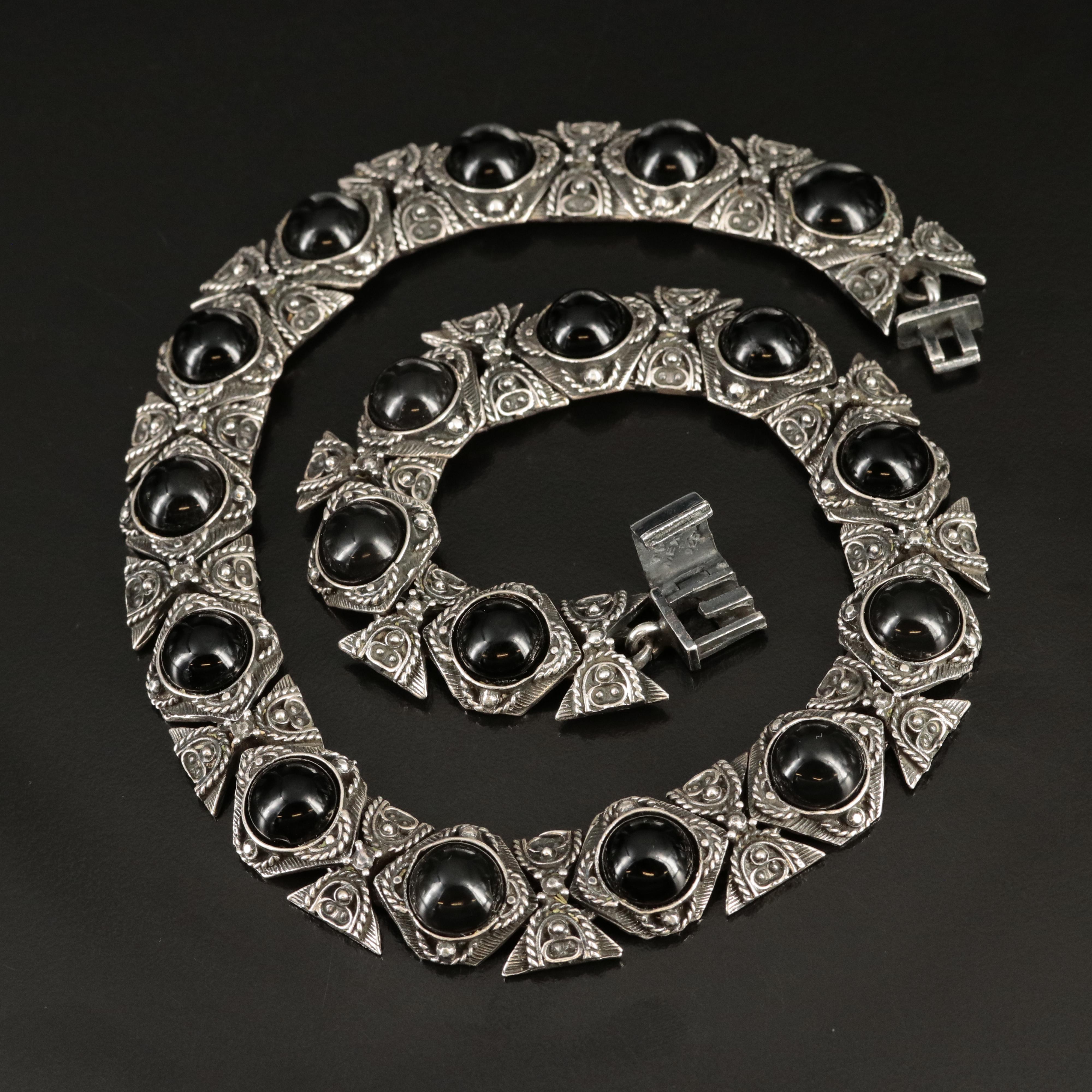 Mexican Sterling Faux Black Onyx Necklace