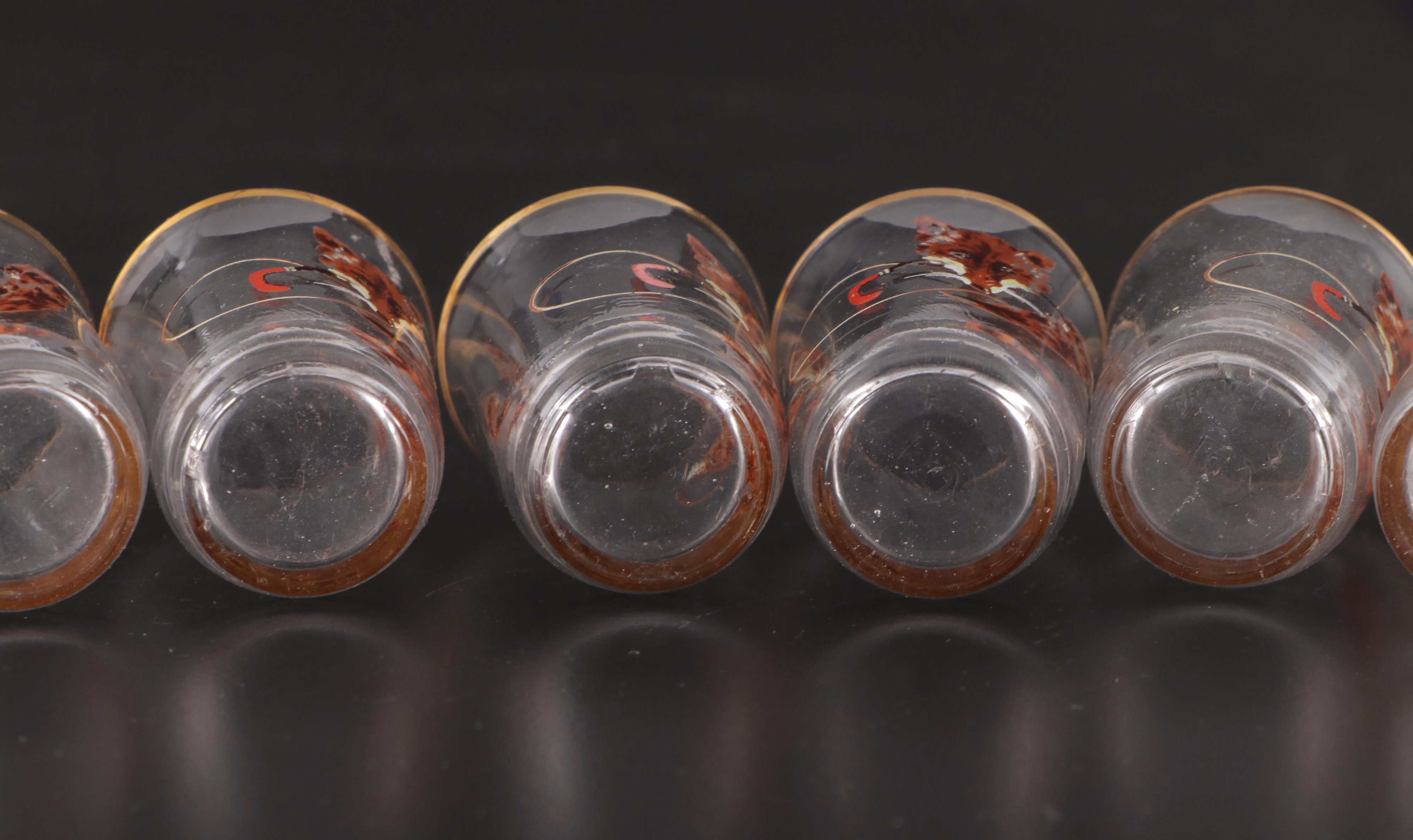 French Fox Hunting Shot Glasses with Recipe Cocktail Shaker and Dispenser