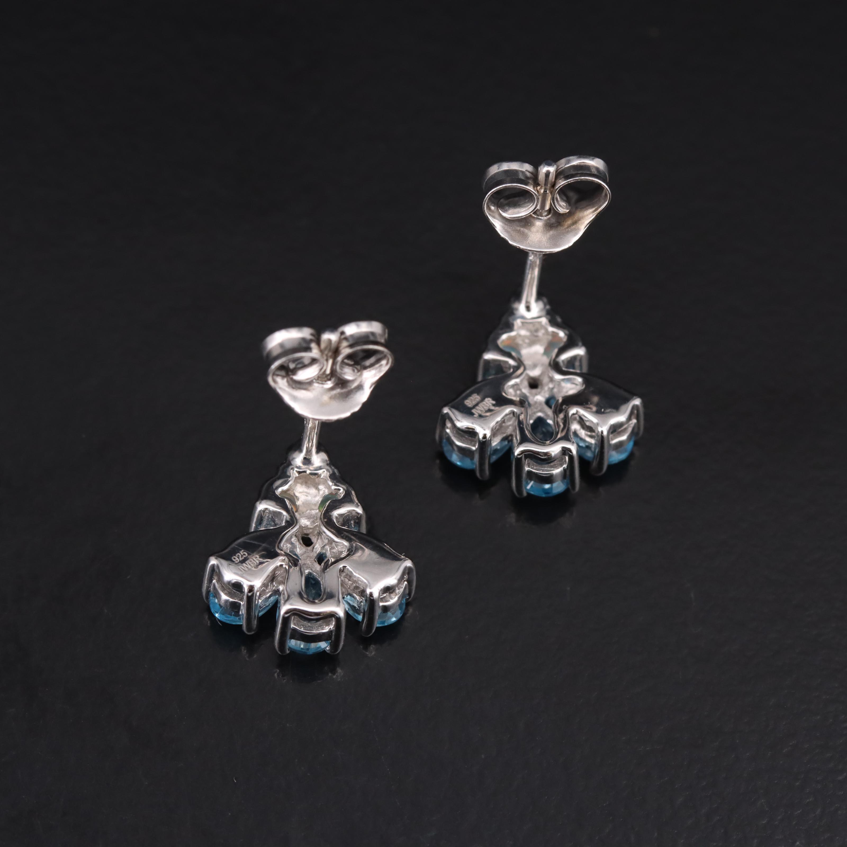 Sterling Sky Blue Topaz and Opal Stud Earrings