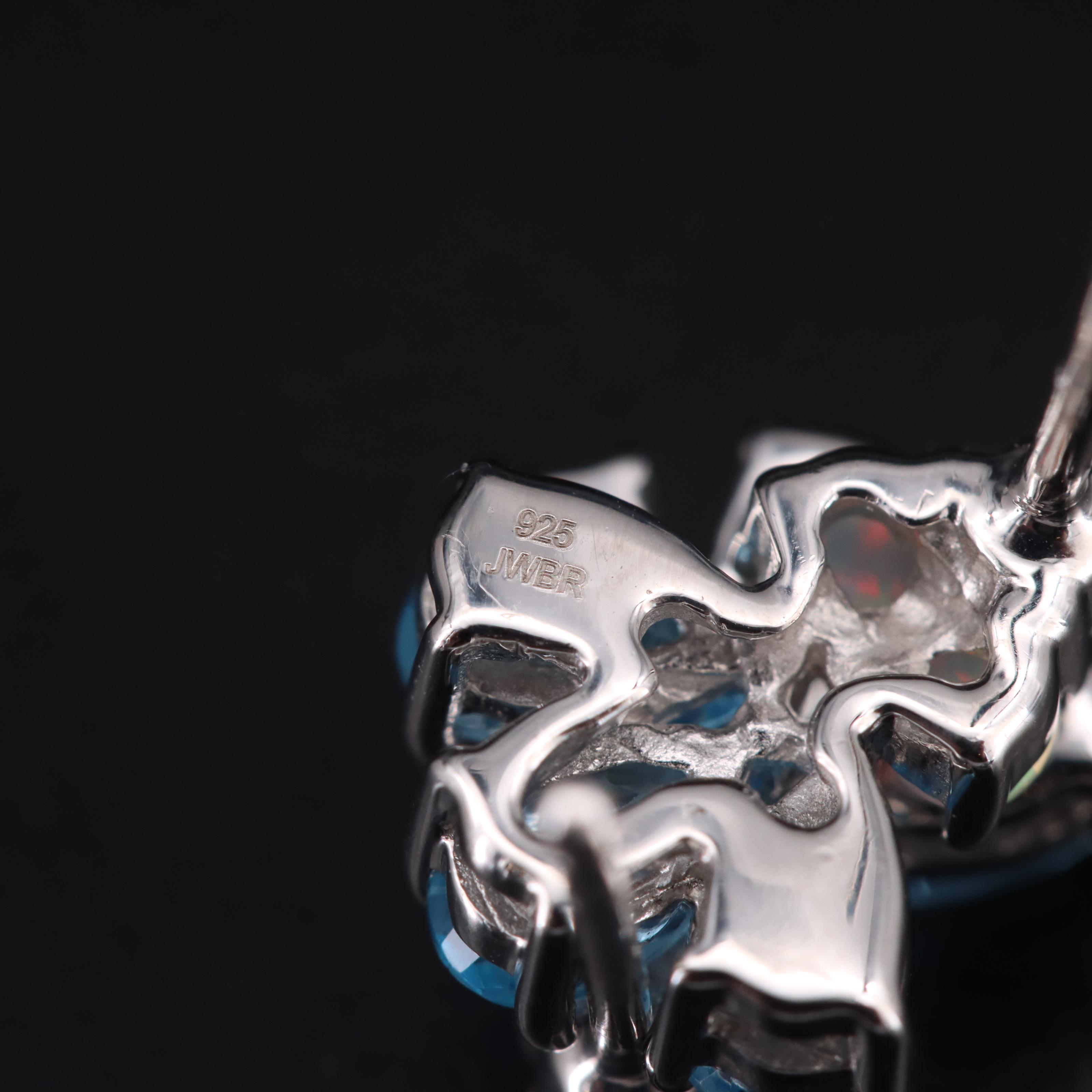 Sterling Sky Blue Topaz and Opal Stud Earrings