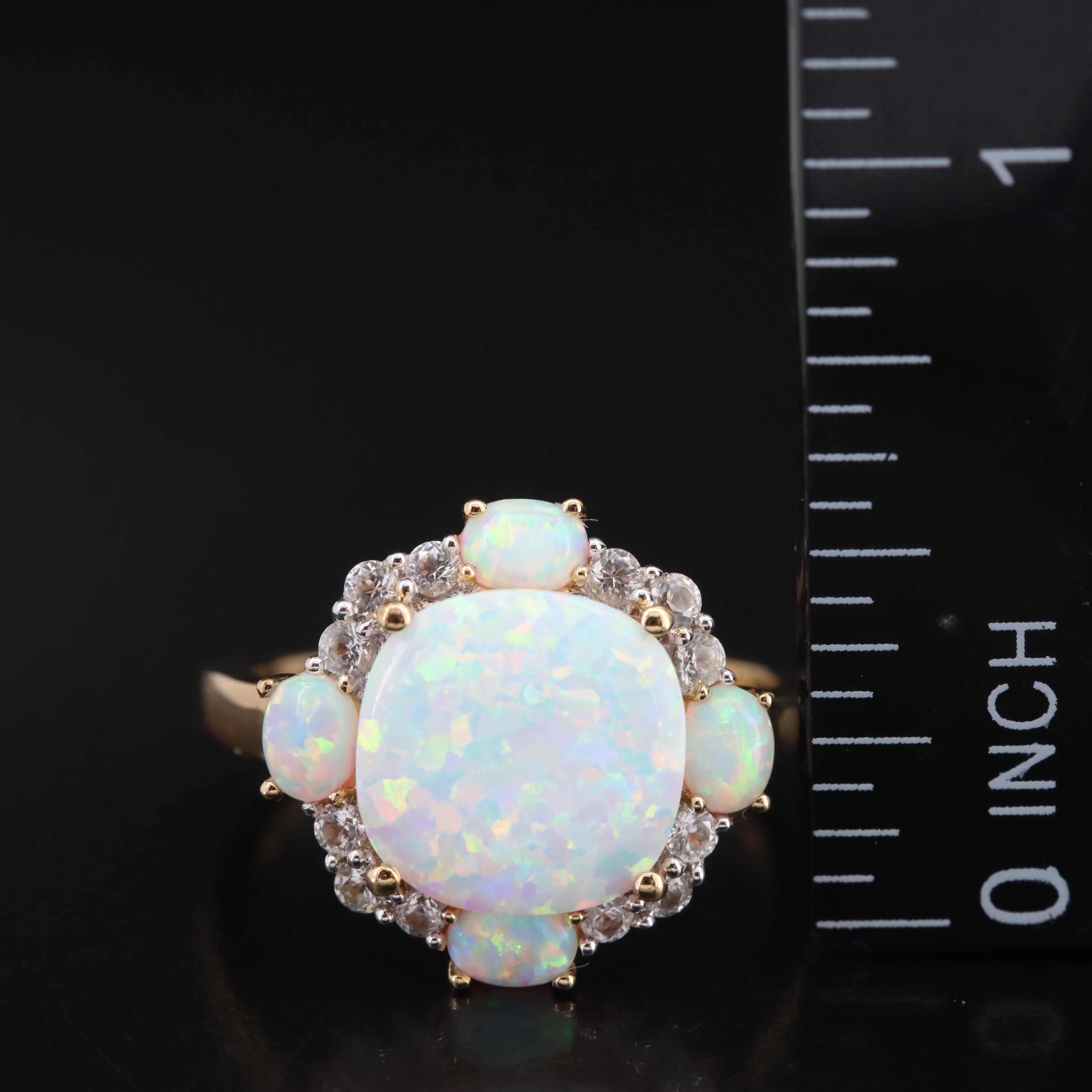 Sterling Opal and Sapphire Ring