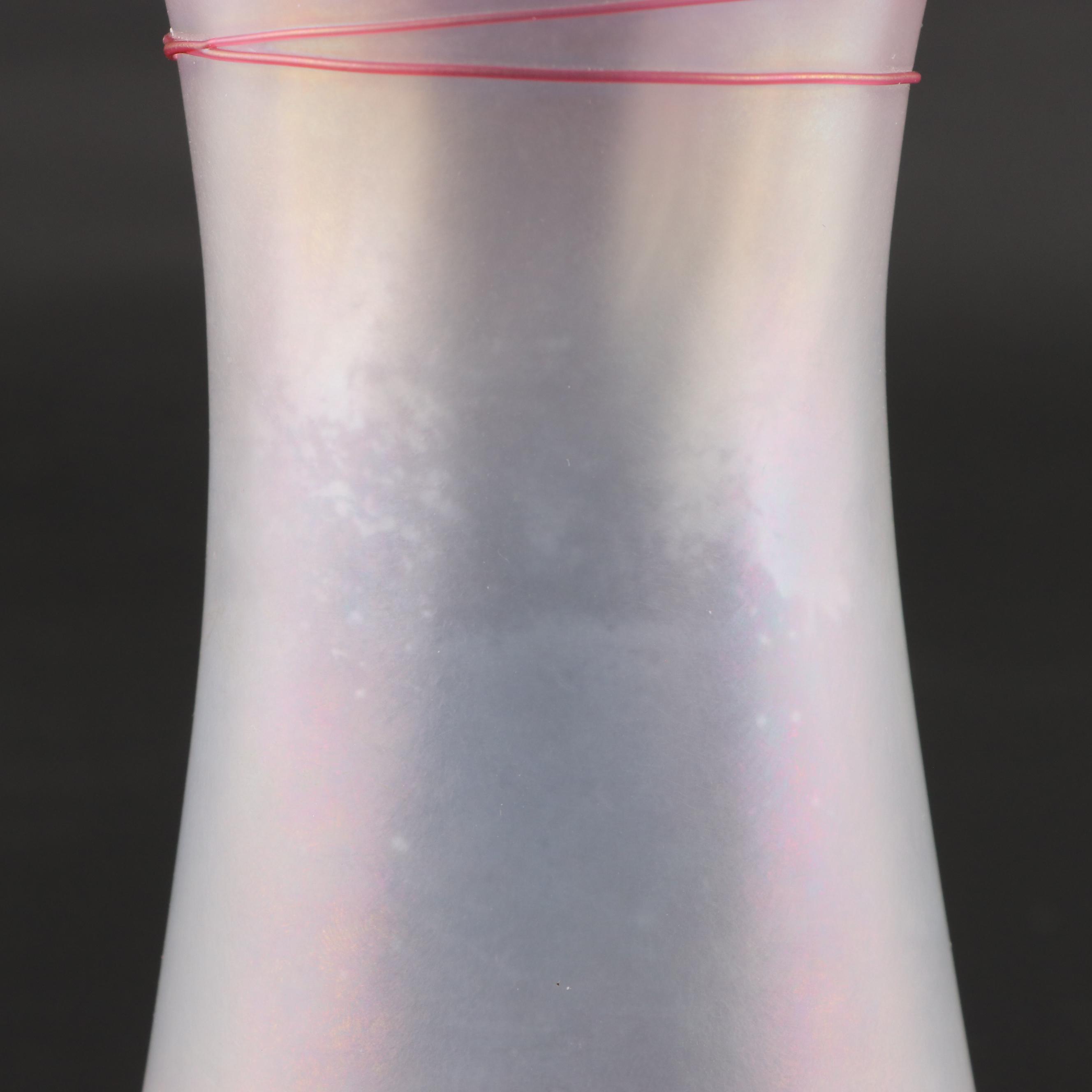 Steuben Verre-de-Soie Iridescent Threaded Glass Vase
