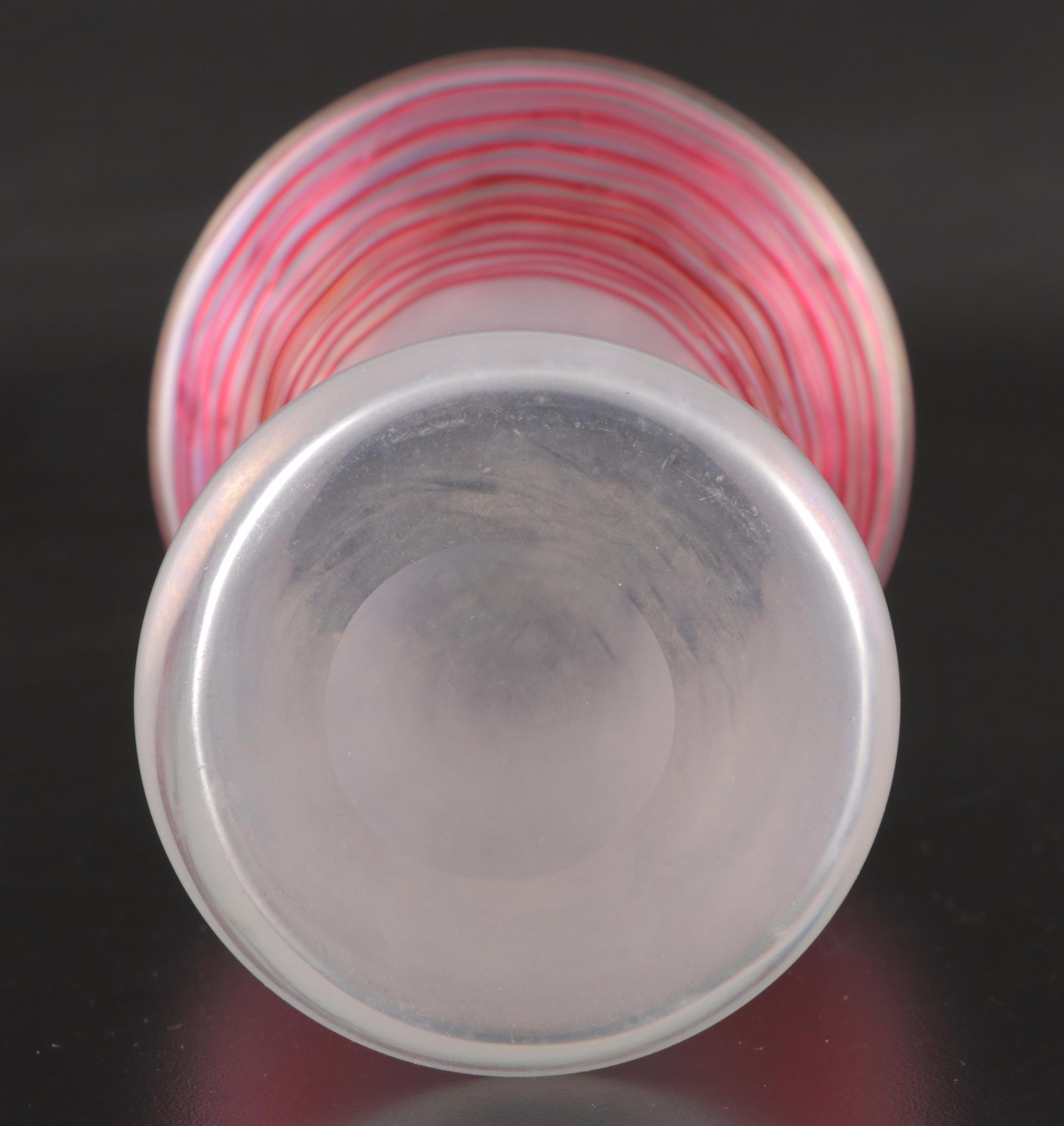 Steuben Verre-de-Soie Iridescent Threaded Glass Vase