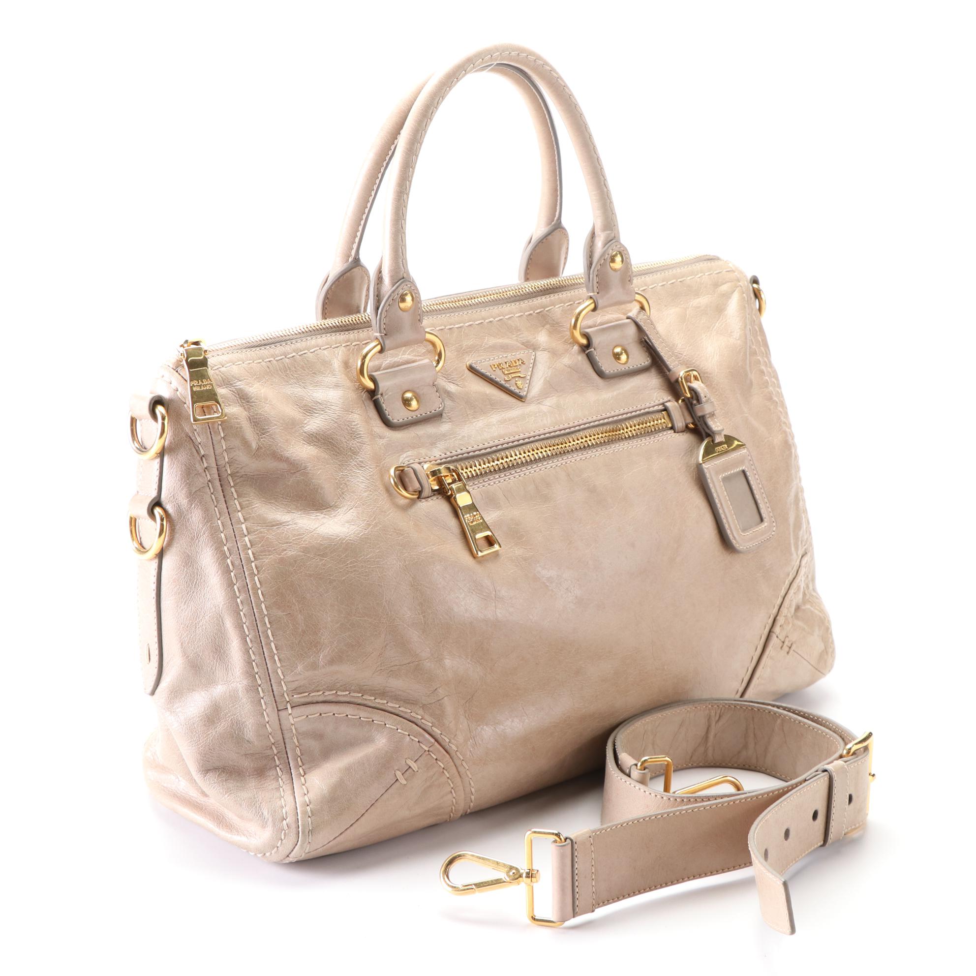 Prada Two-Way Satchel Bag in Vitello Shine Leather