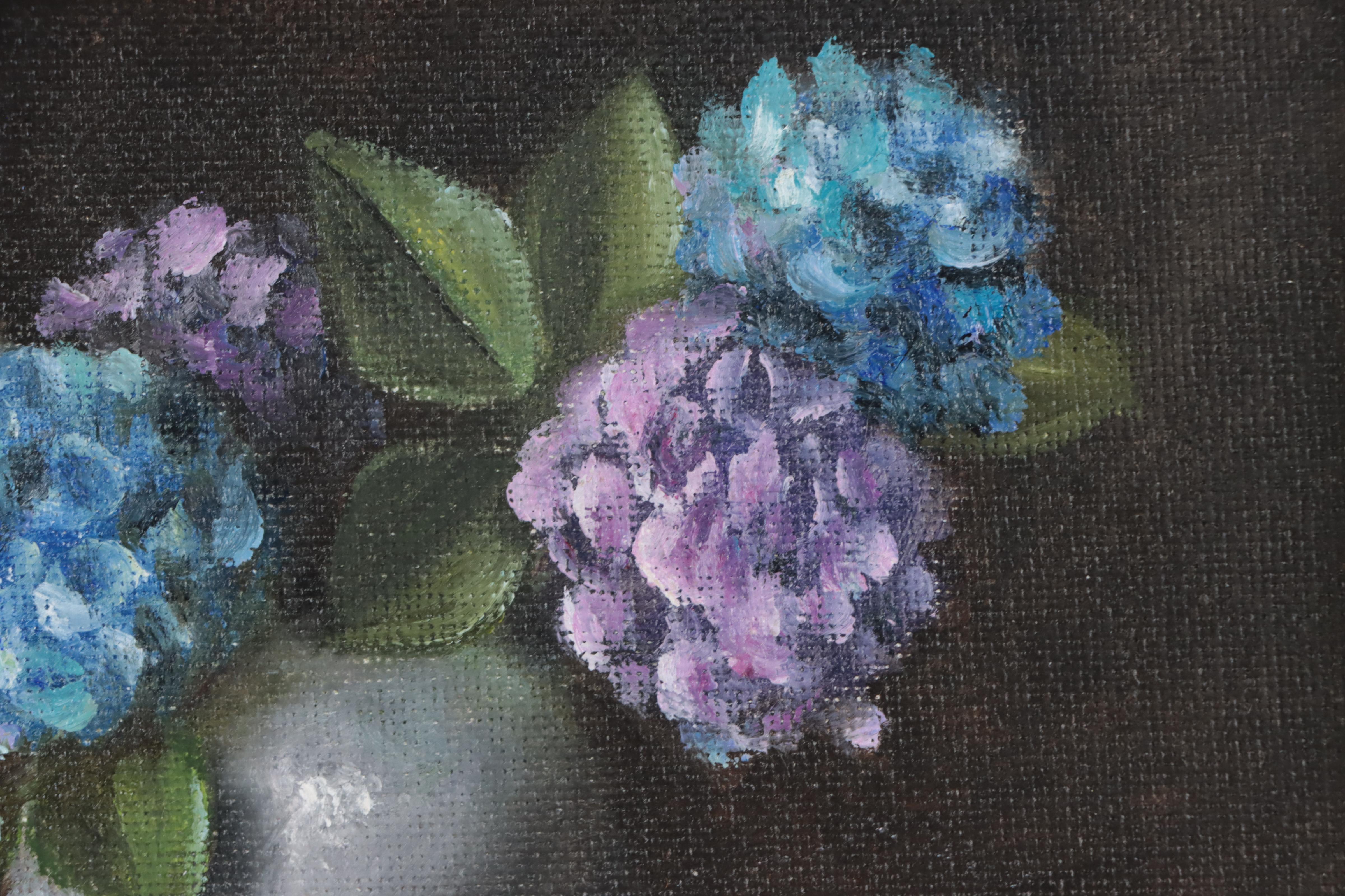 Houra H. Alghizzi Oil Painting "Hydrangeas in Vase"