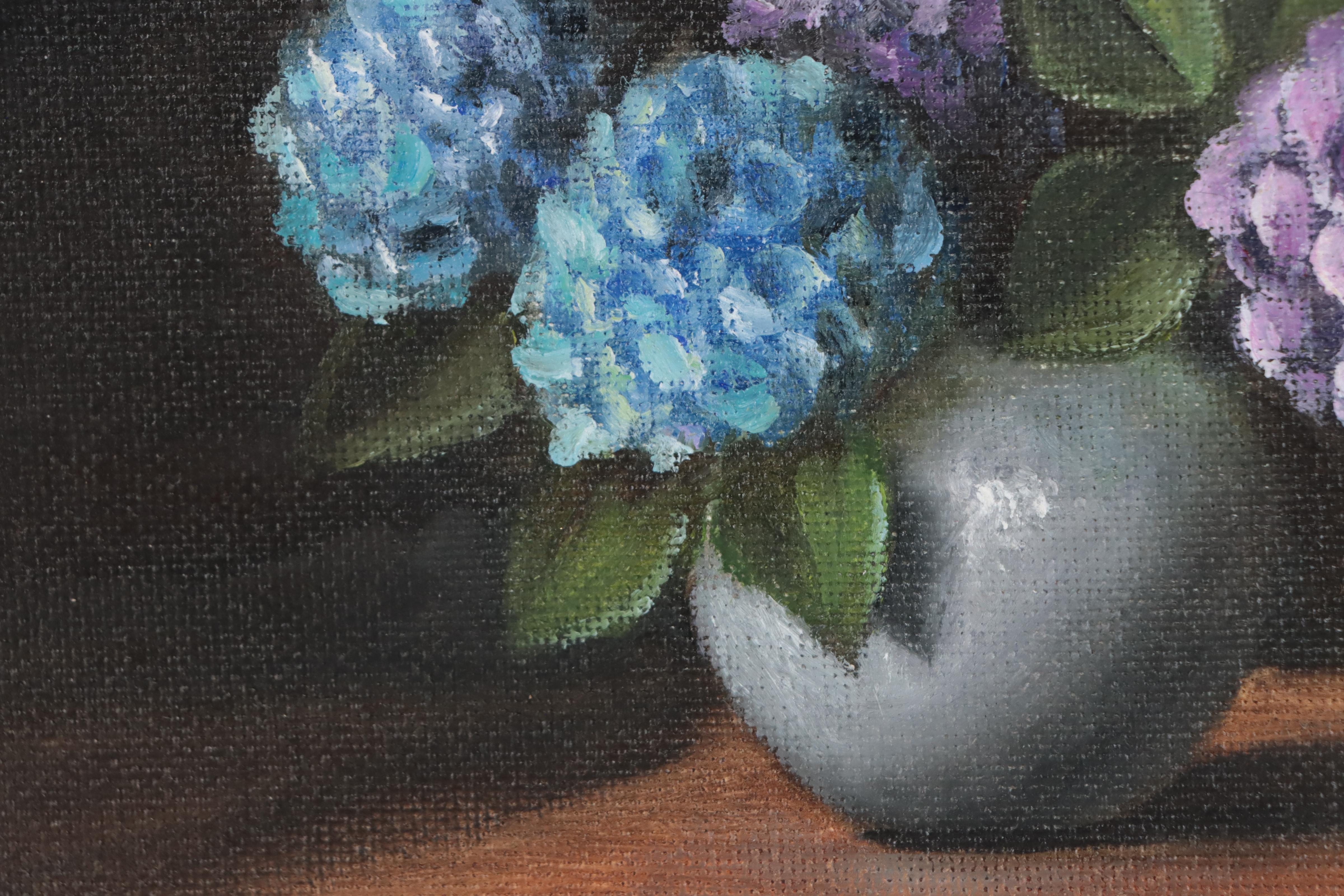 Houra H. Alghizzi Oil Painting "Hydrangeas in Vase"