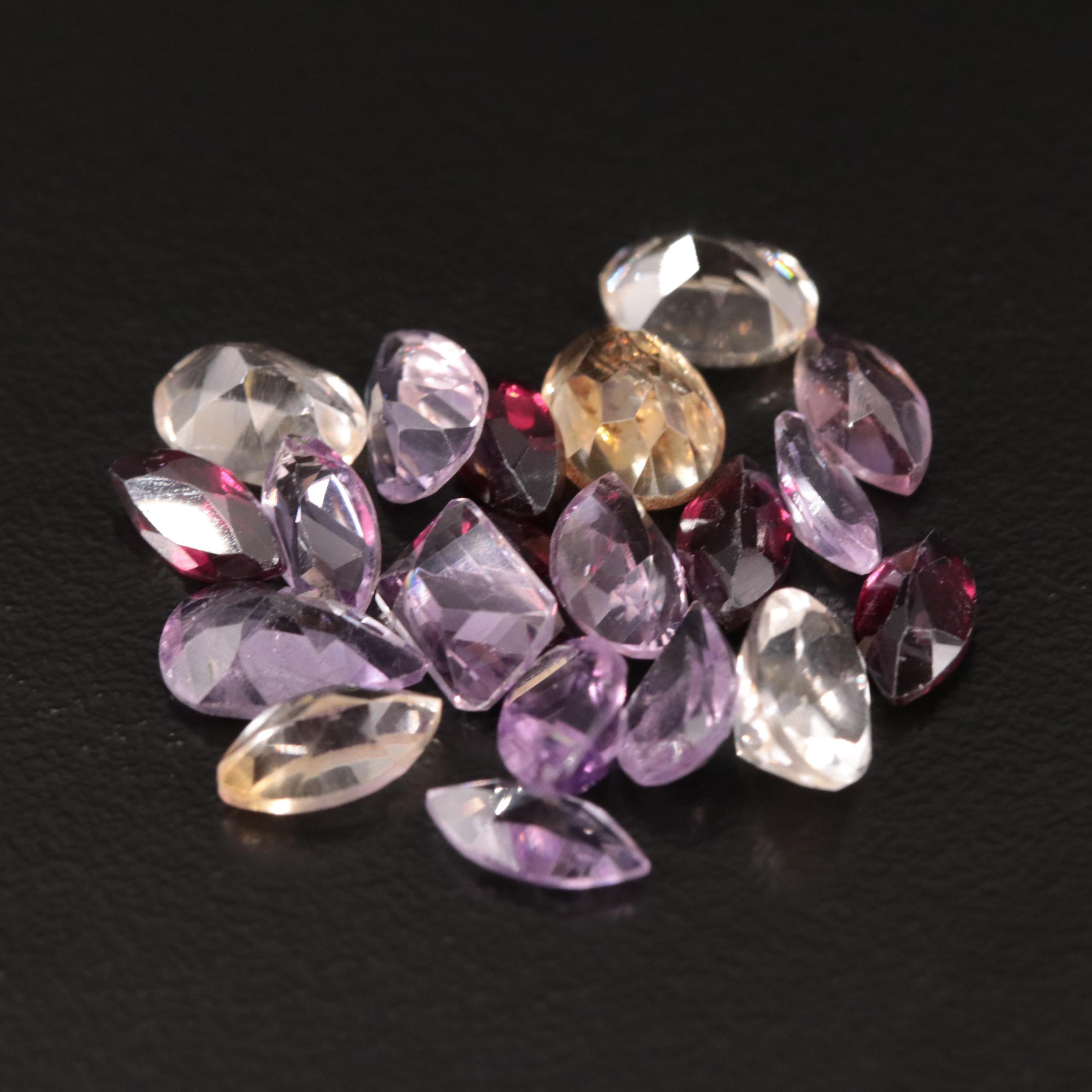 Loose 15.78 CTW Amethyst, Citrine and Garnet Lot
