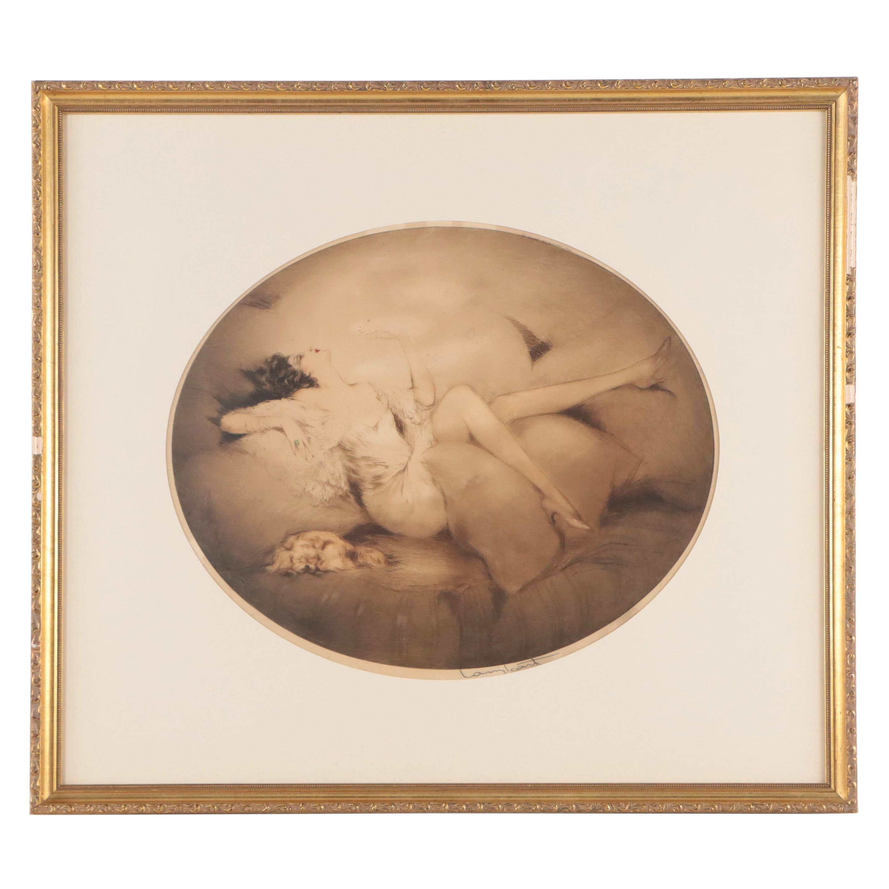 Louis Icart Etching "Cigarette Memories," 1931