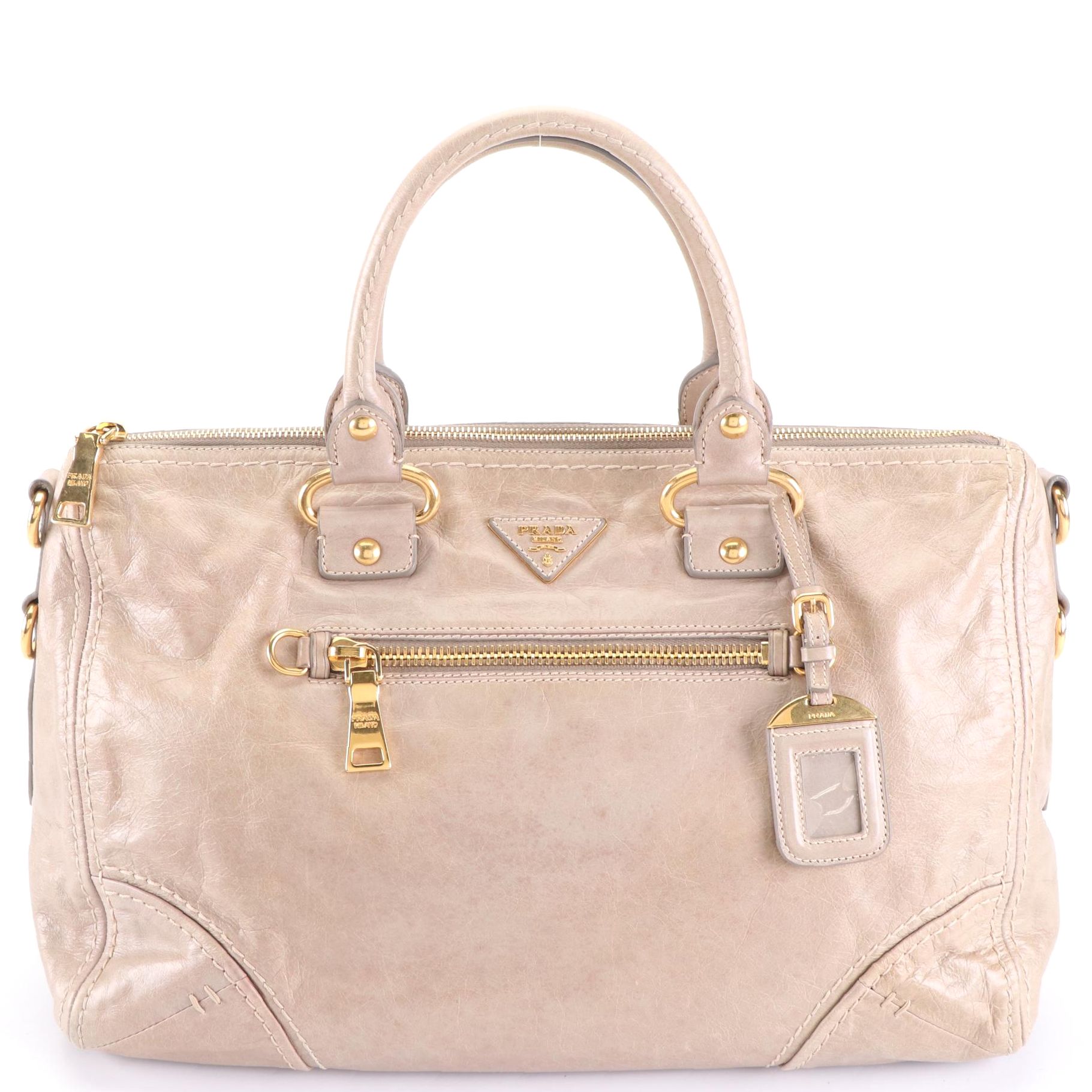 Prada Two-Way Satchel Bag in Vitello Shine Leather