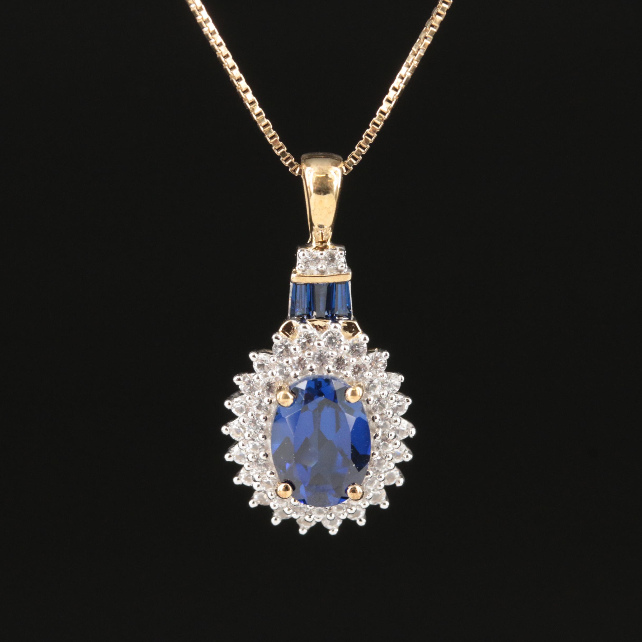 Sterling Sapphire Pendant Necklace
