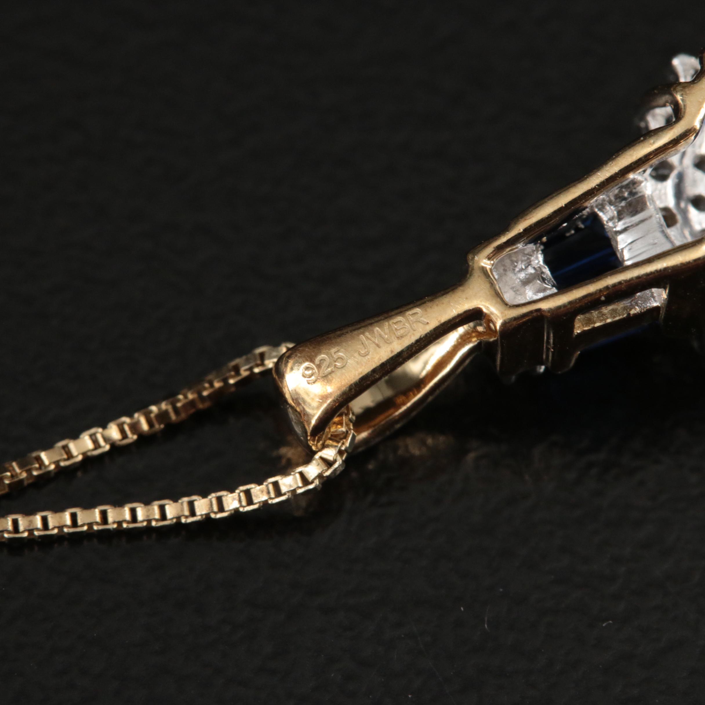 Sterling Sapphire Pendant Necklace