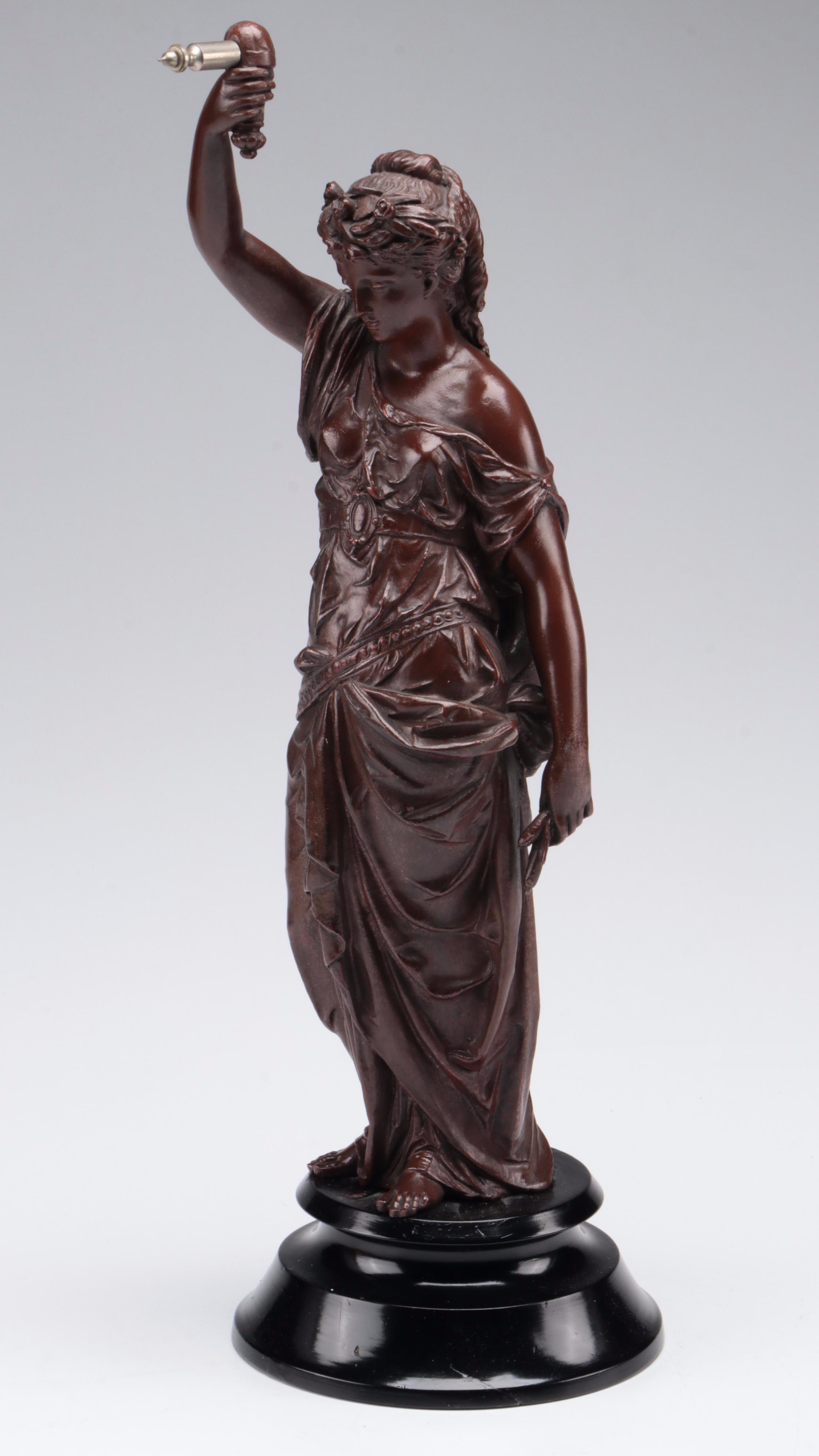 French Empire Style Gilt Bronze and Bronzed Metal Figural Pendule Clock