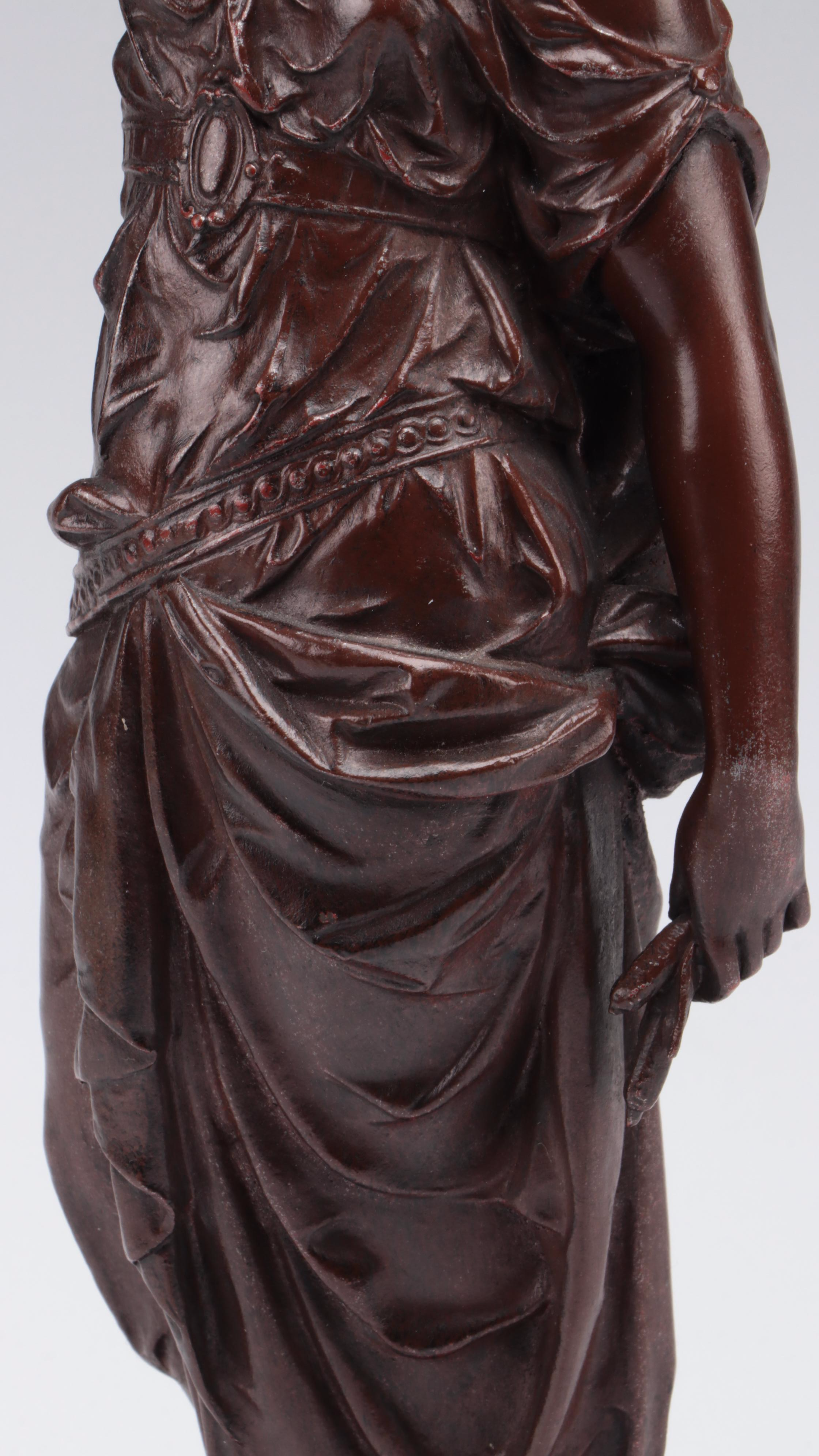 French Empire Style Gilt Bronze and Bronzed Metal Figural Pendule Clock