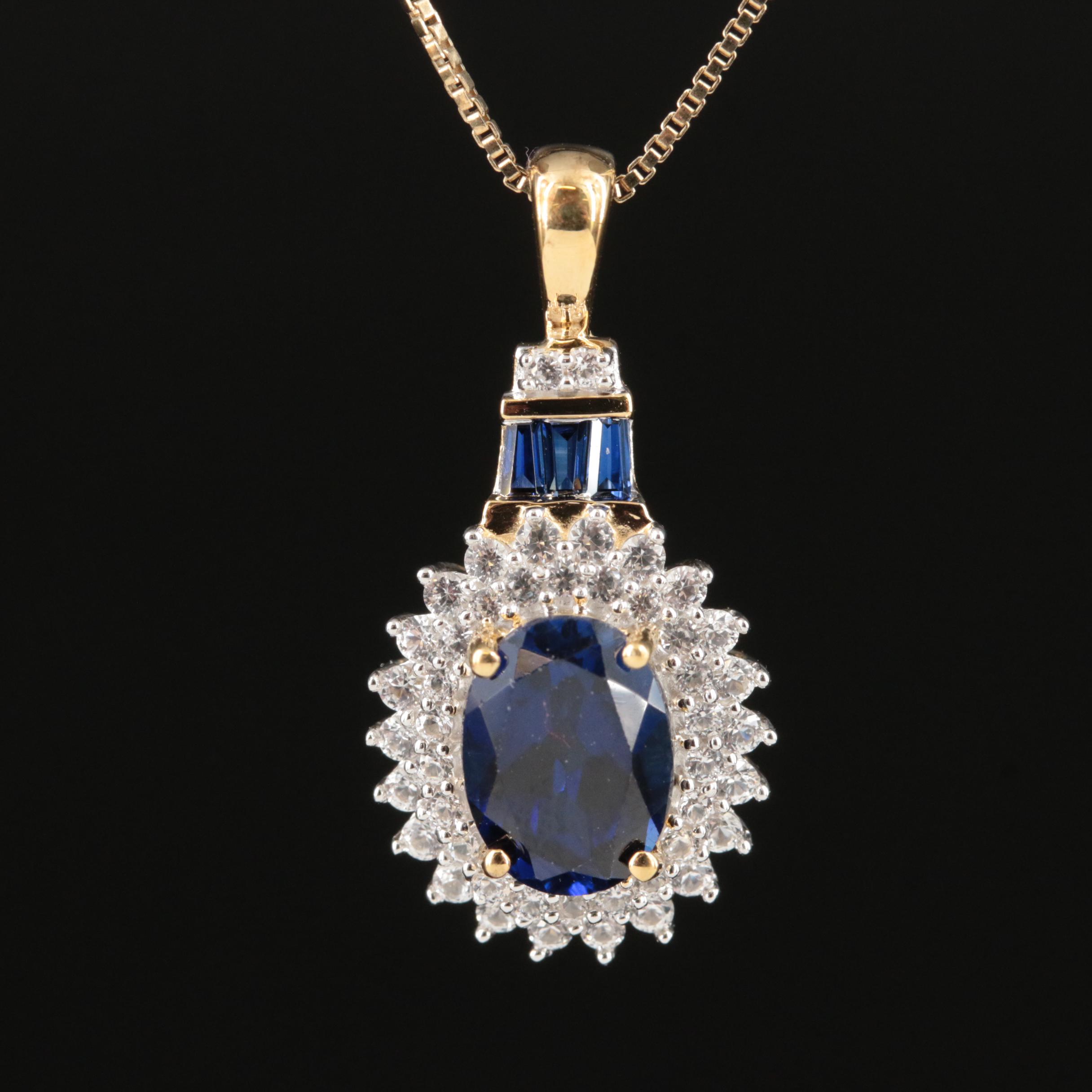 Sterling Sapphire Pendant Necklace