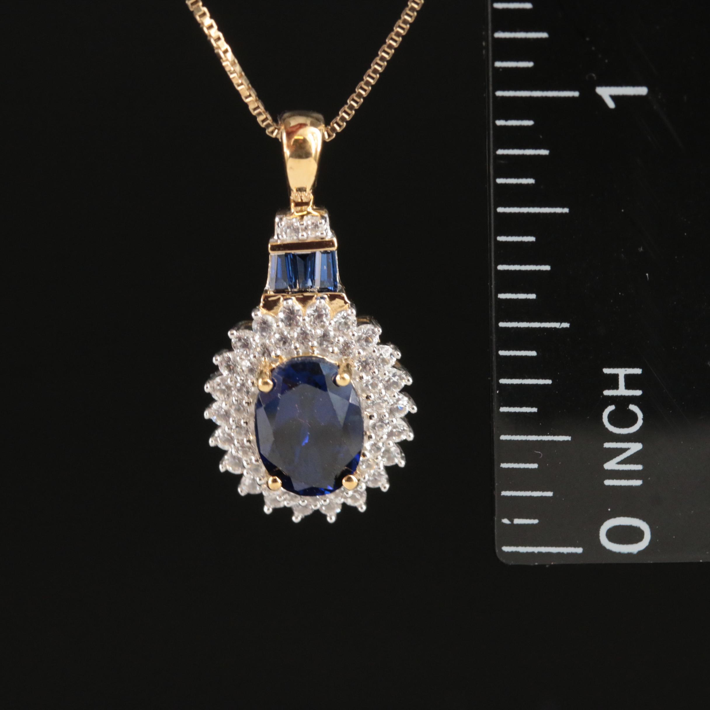 Sterling Sapphire Pendant Necklace