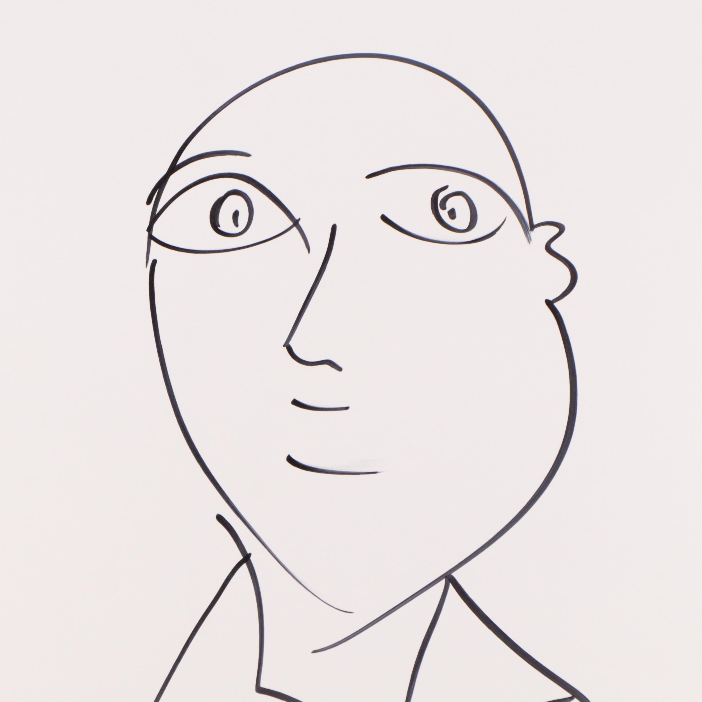 Peter Keil Abstract Ink Portrait Drawing