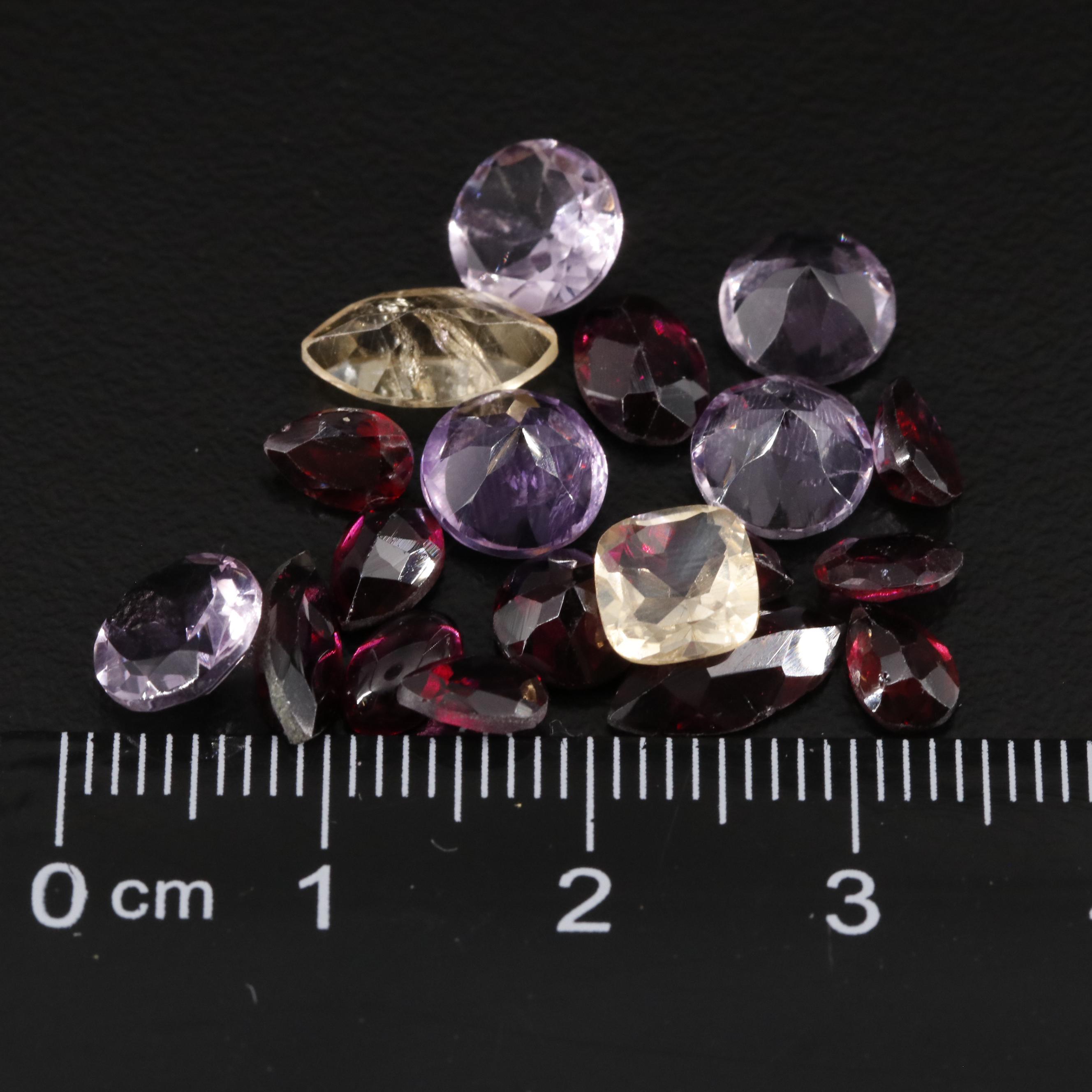 Loose 16.85 CTW Amethyst, Citrine and Garnet Lot