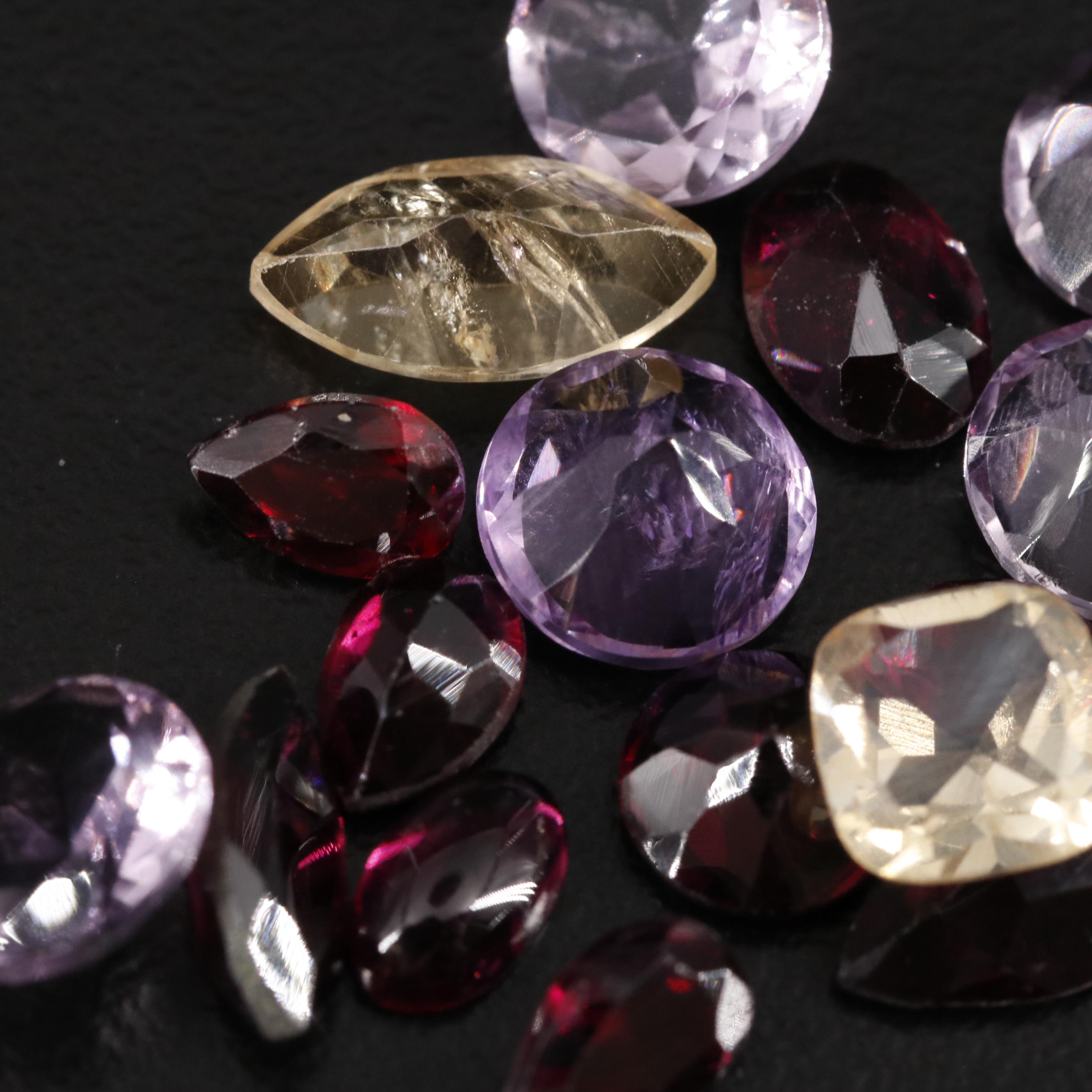 Loose 16.85 CTW Amethyst, Citrine and Garnet Lot