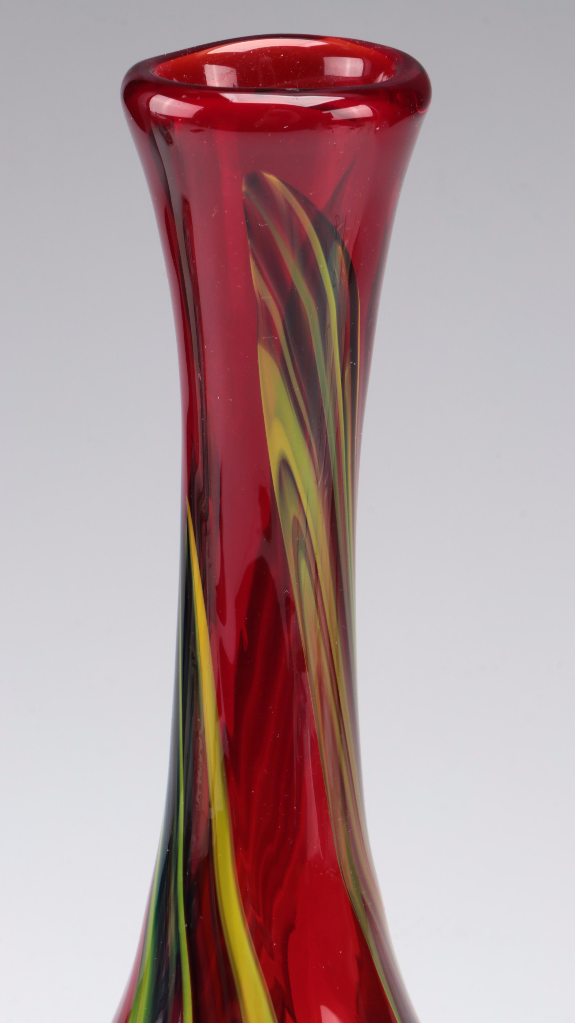 Two Hand Blown Art Glass Vases