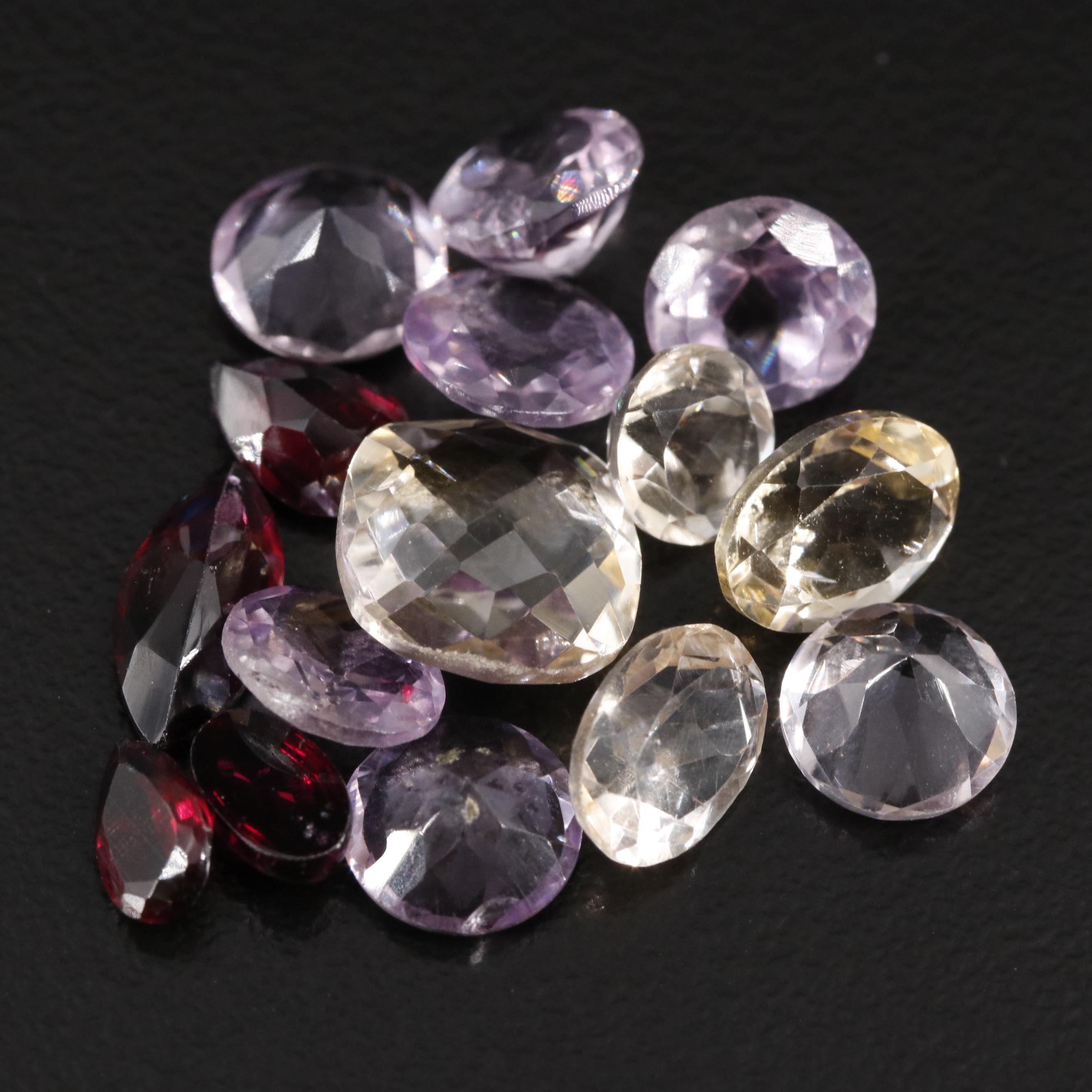 Loose 17.30 CTW Amethyst, Citrine and Garnet Lot