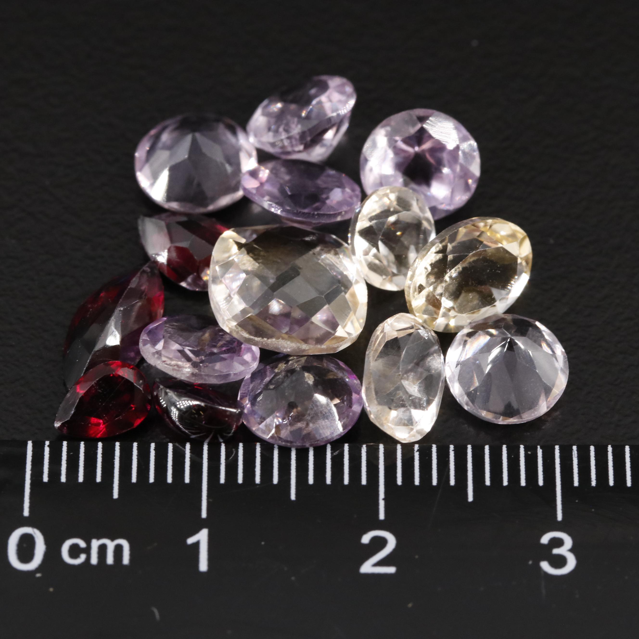 Loose 17.30 CTW Amethyst, Citrine and Garnet Lot