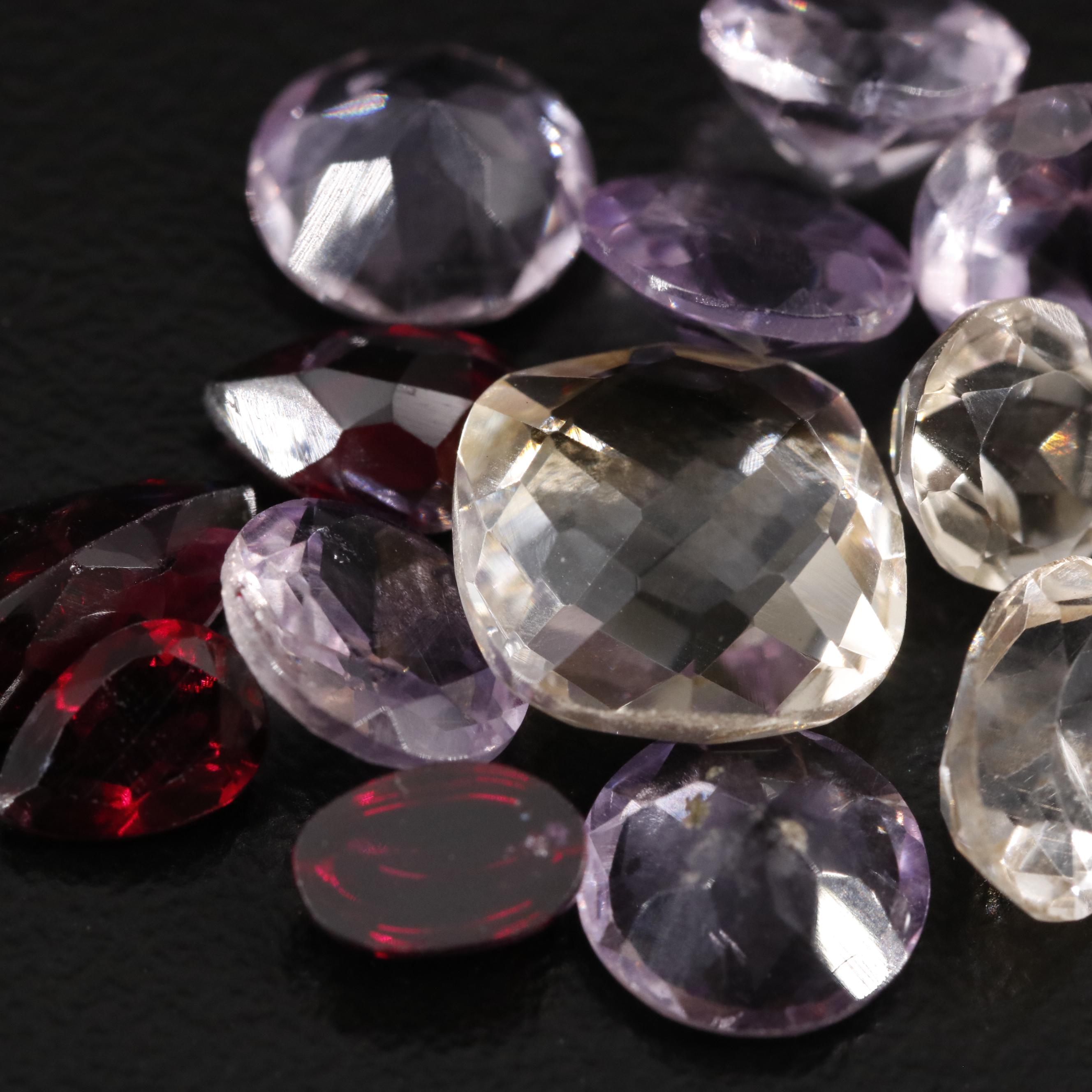 Loose 17.30 CTW Amethyst, Citrine and Garnet Lot