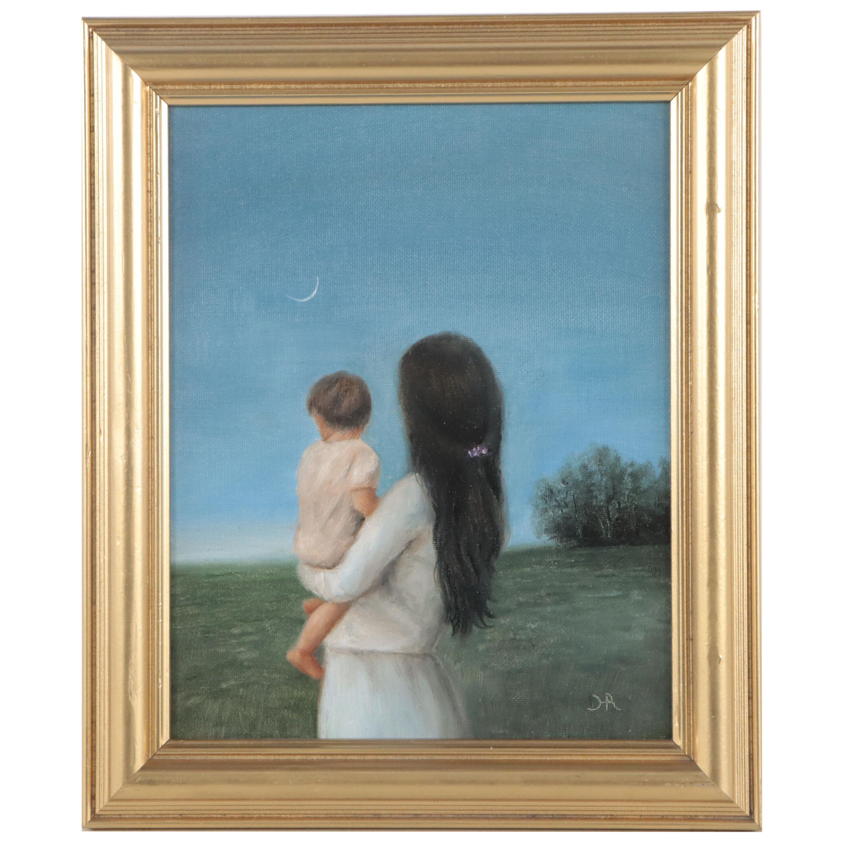 Houra H. Alghizzi Oil Painting "New Moon"