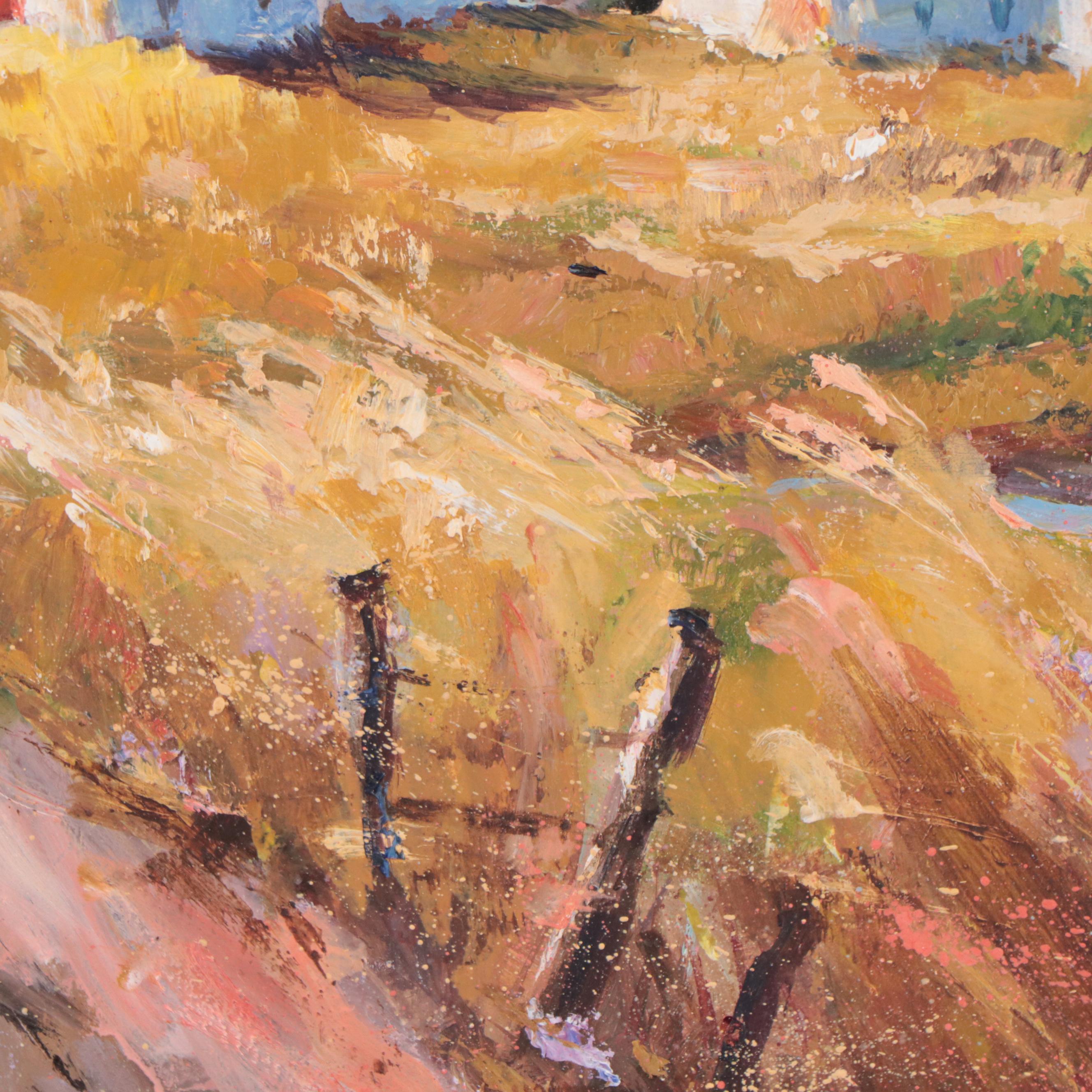 Farm Landscape Acrylic Painting, 21st Century