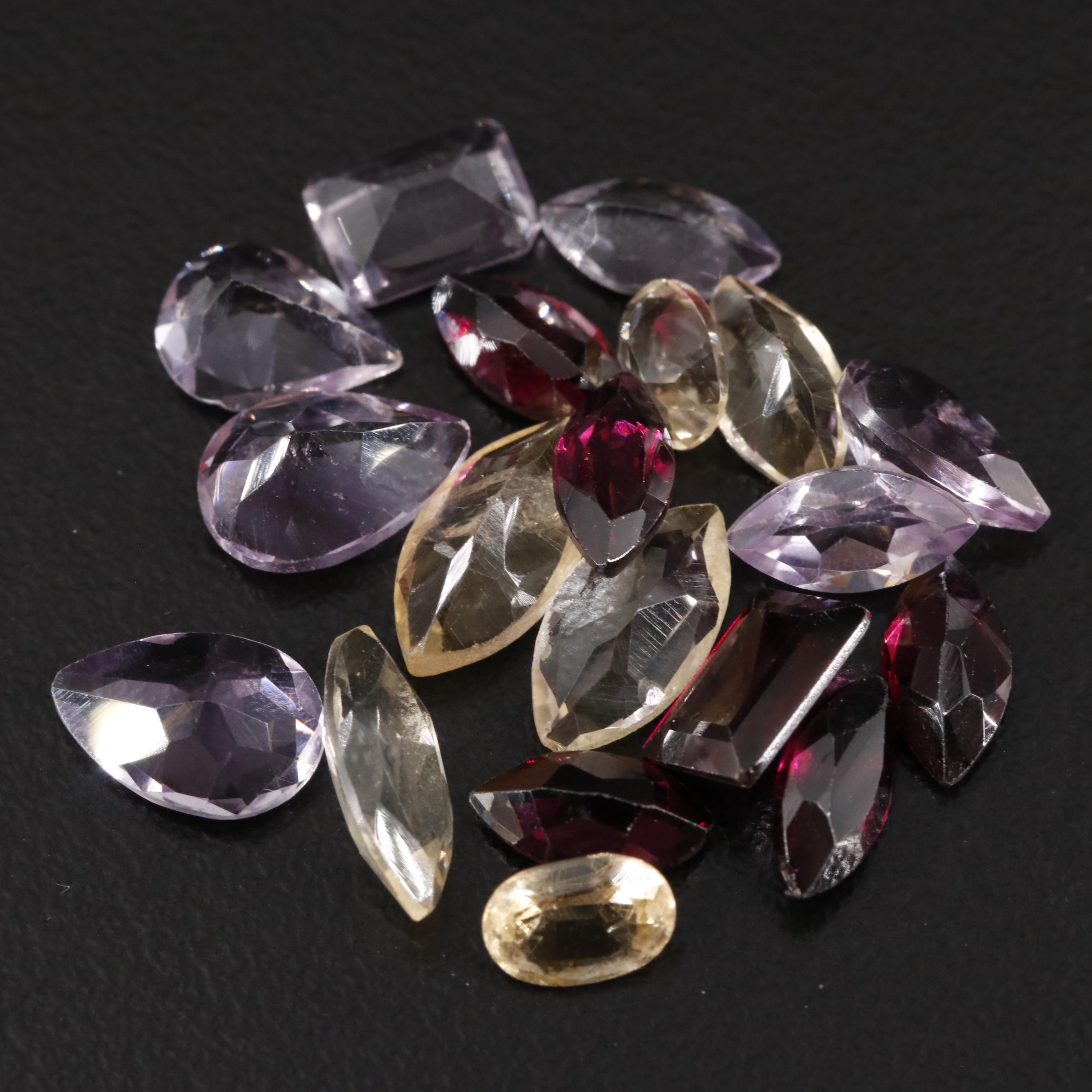 Loose 15.31 CTW Amethyst, Citrine and Garnet Lot