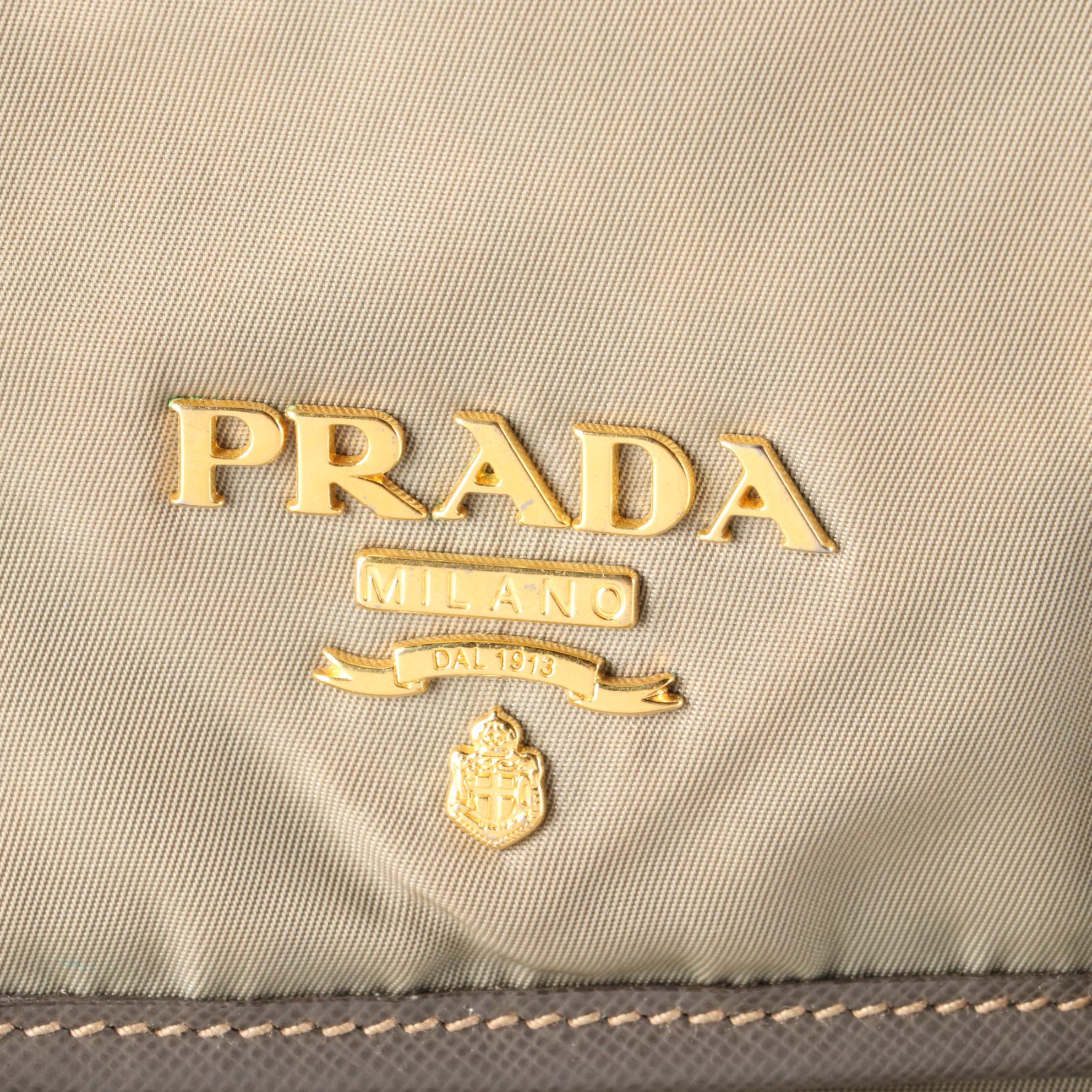 Prada Nylon and Leather Buckle Flap Shoulder Bag