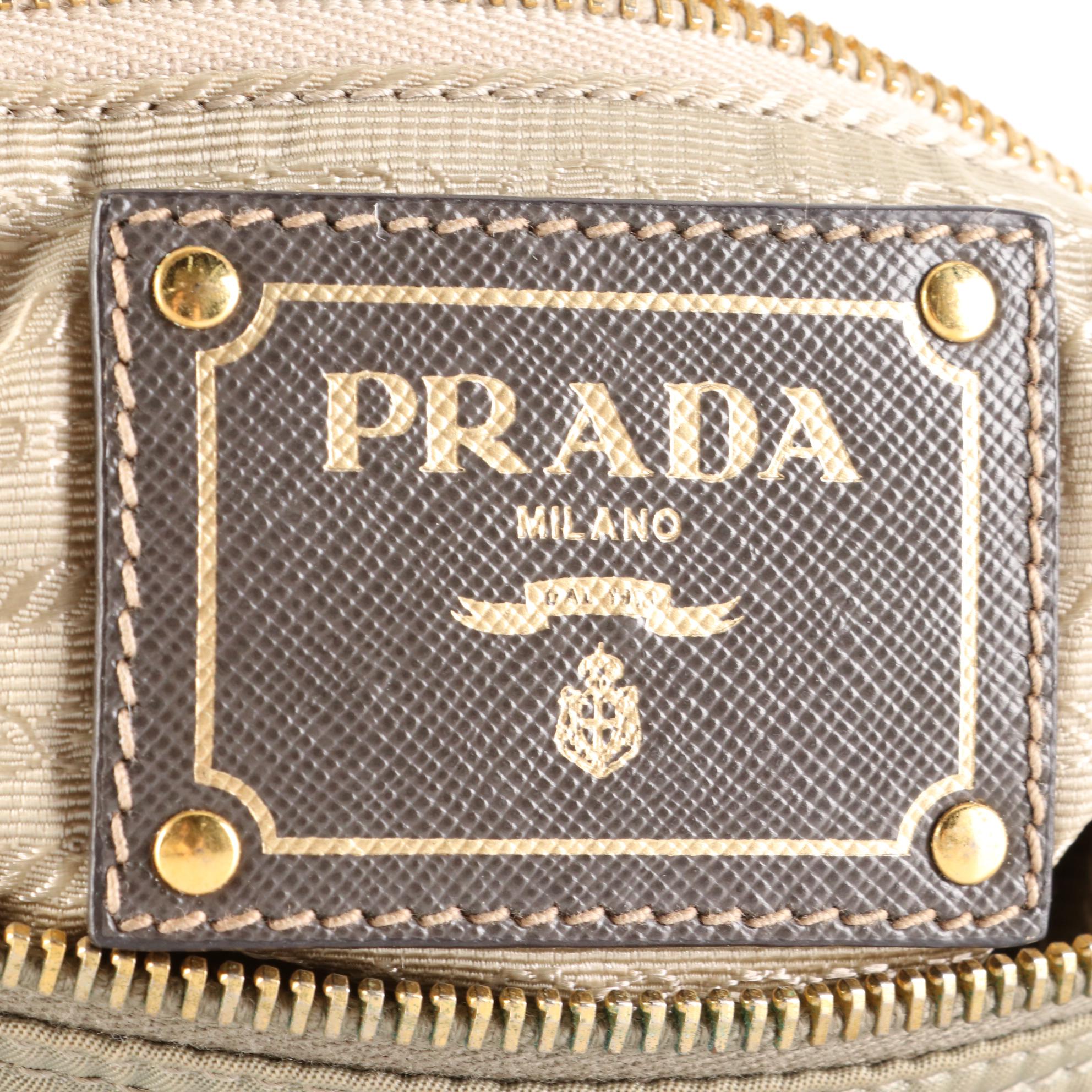 Prada Nylon and Leather Buckle Flap Shoulder Bag
