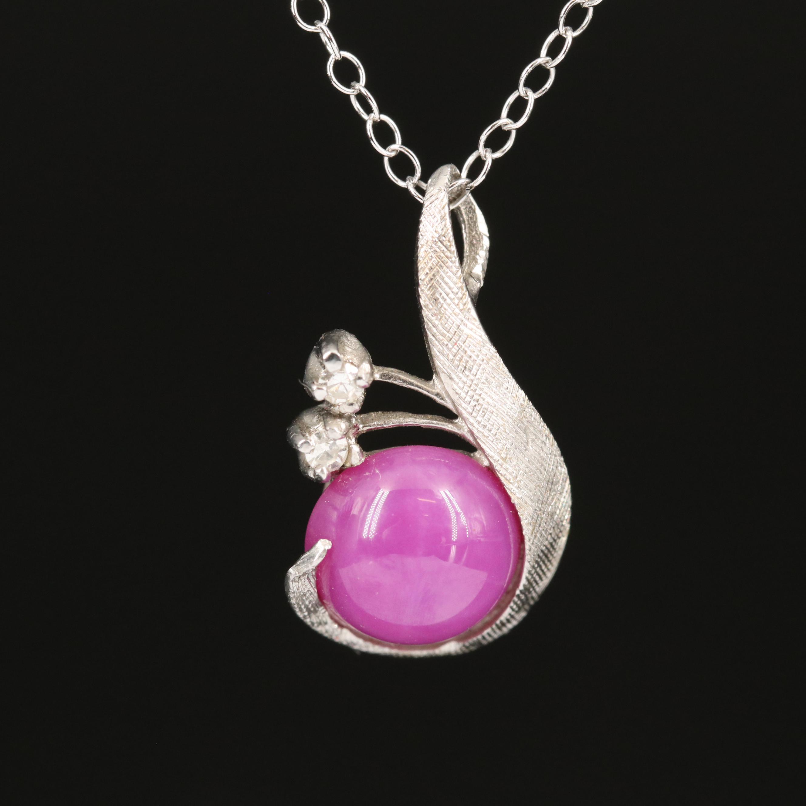 Vintage 14K Linde Star Ruby and Sapphire Necklaces with Diamond Accents