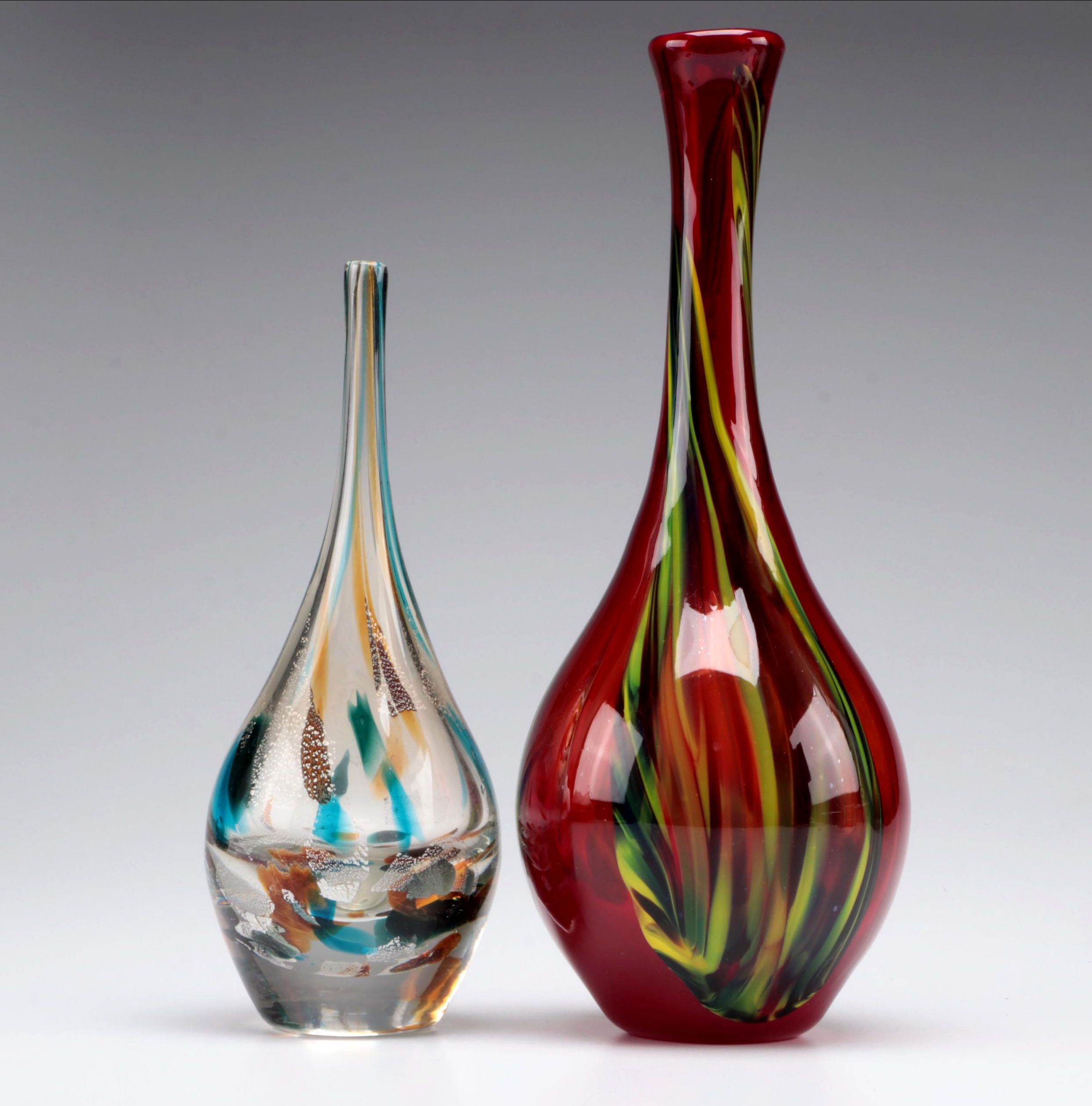 Two Hand Blown Art Glass Vases