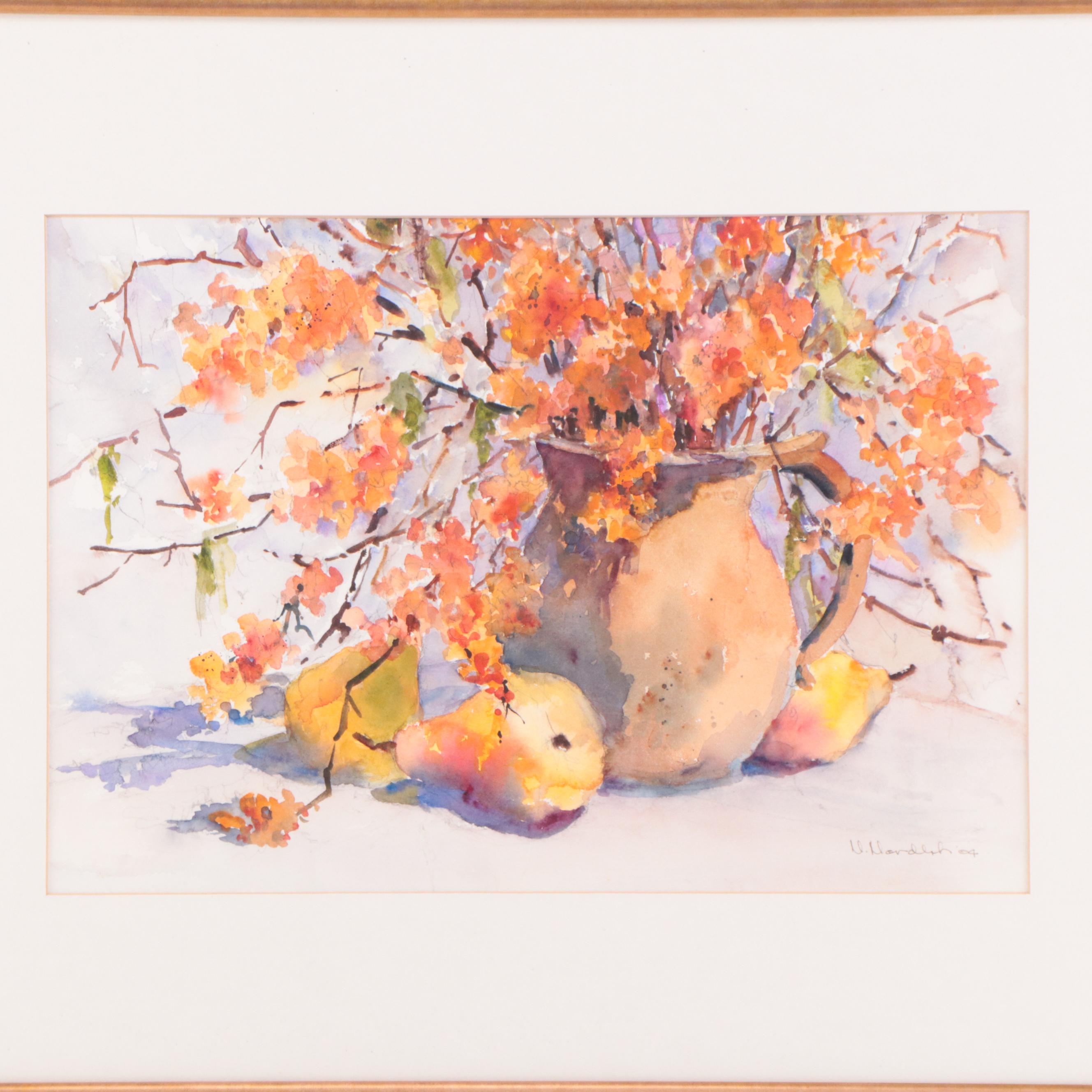 Nancy Nordloh Neville Watercolor Still Life Painting, 2004