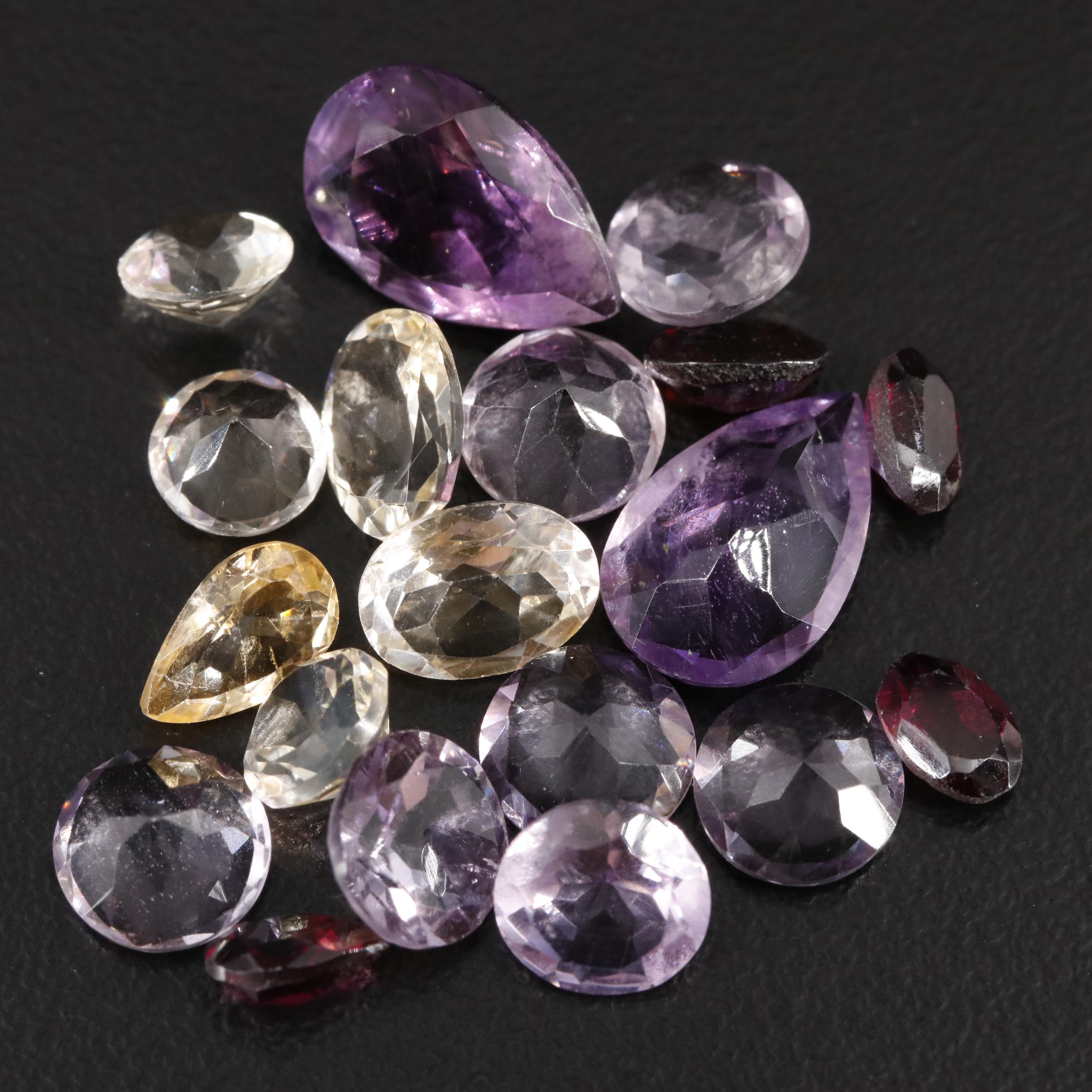 Loose 19.97 CTW Amethyst, Citrine and Garnet Lot