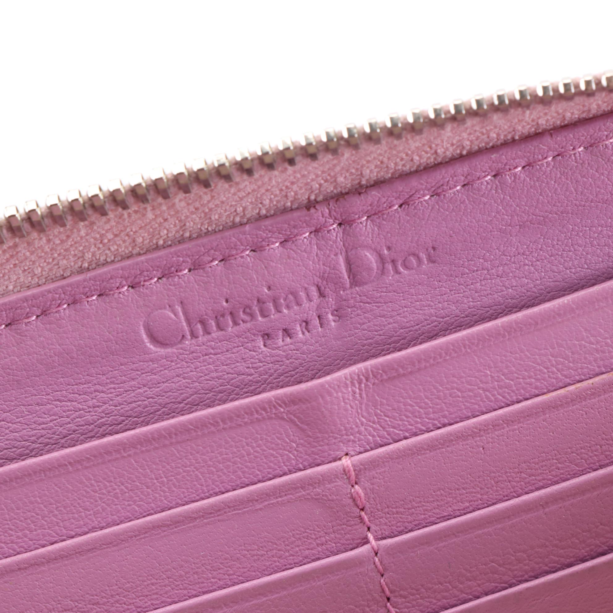 Christian Dior Zip Around Wallet in Cannage Quilted Patent Leather