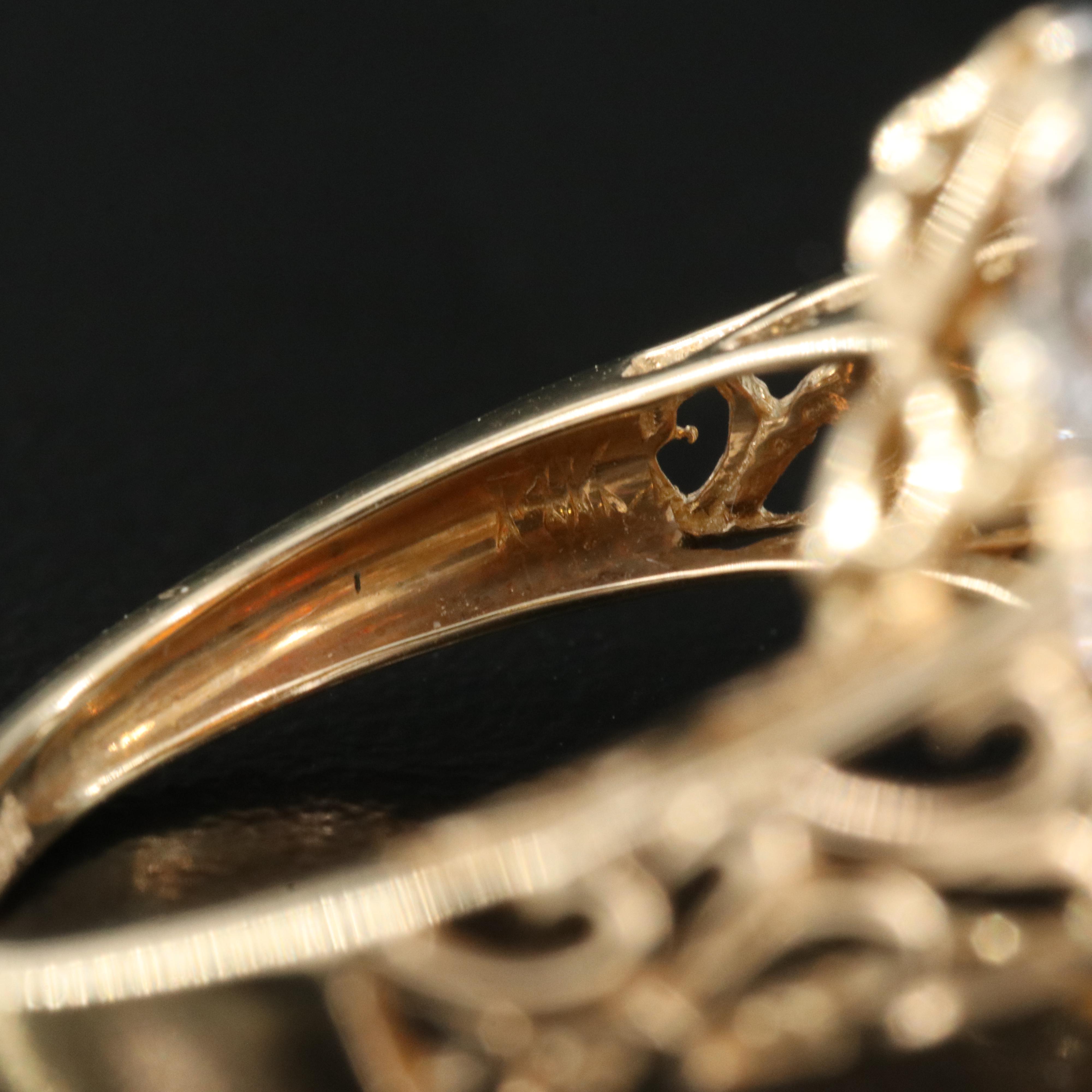 14K Fire Opal and Diamond Ring