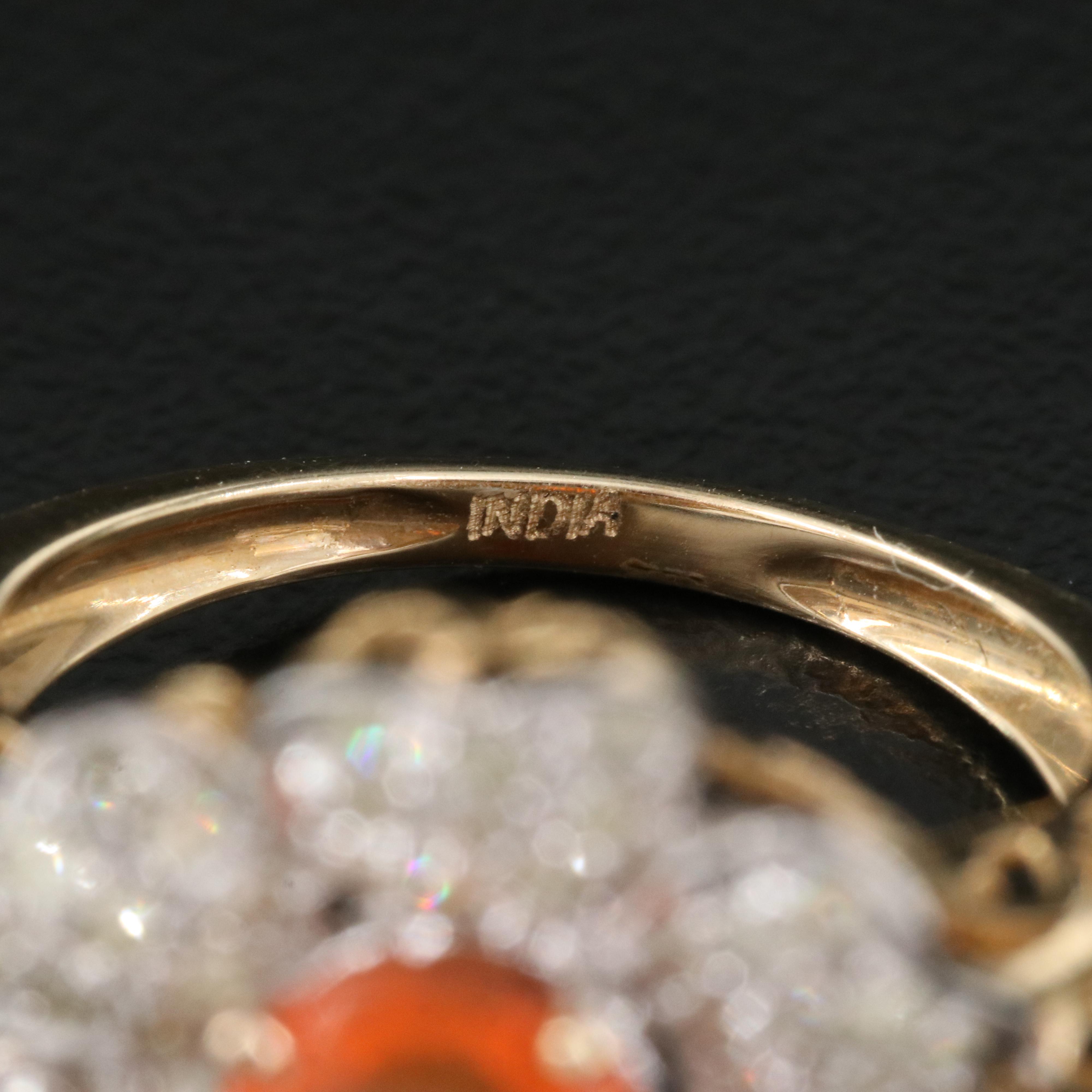 14K Fire Opal and Diamond Ring