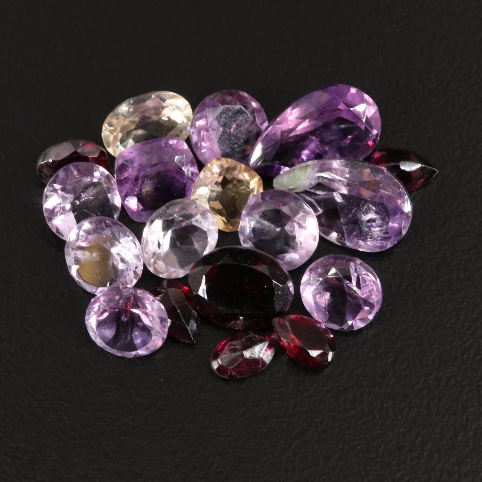 Loose 21.78 CTW Amethyst, Citrine, and Garnet Lot