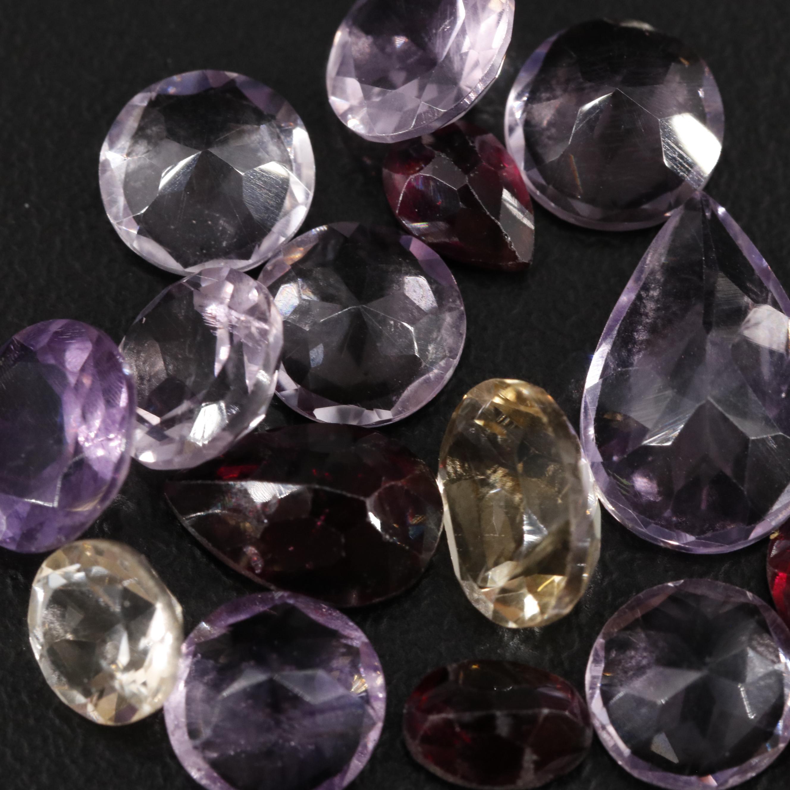 Loose 19.61 CTW Amethyst, Garnet, and Citrine Lot