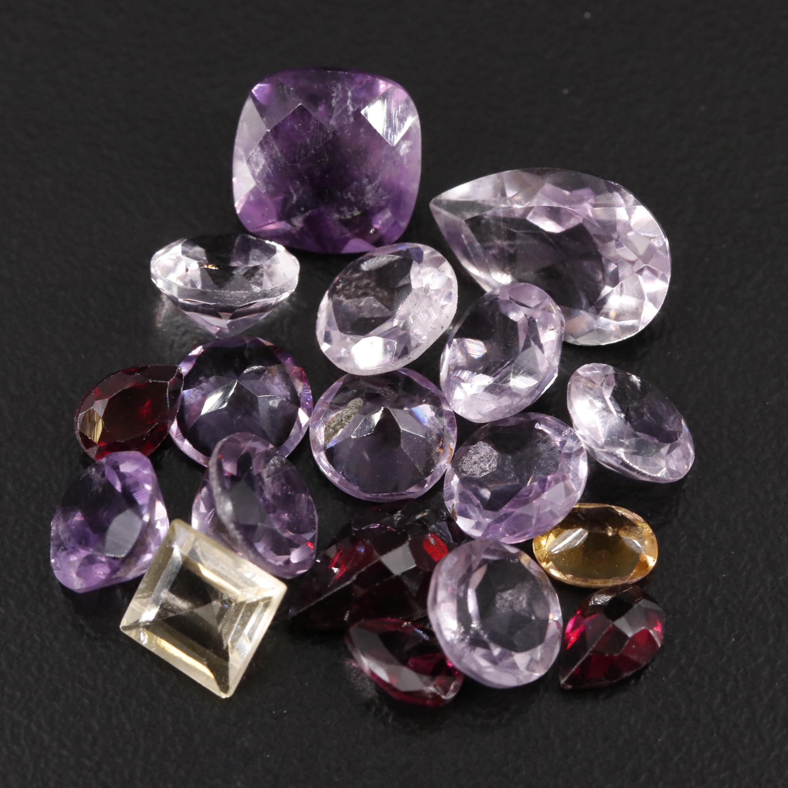 Loose 21.66 CTW Amethyst, Citrine and Garnet Lot