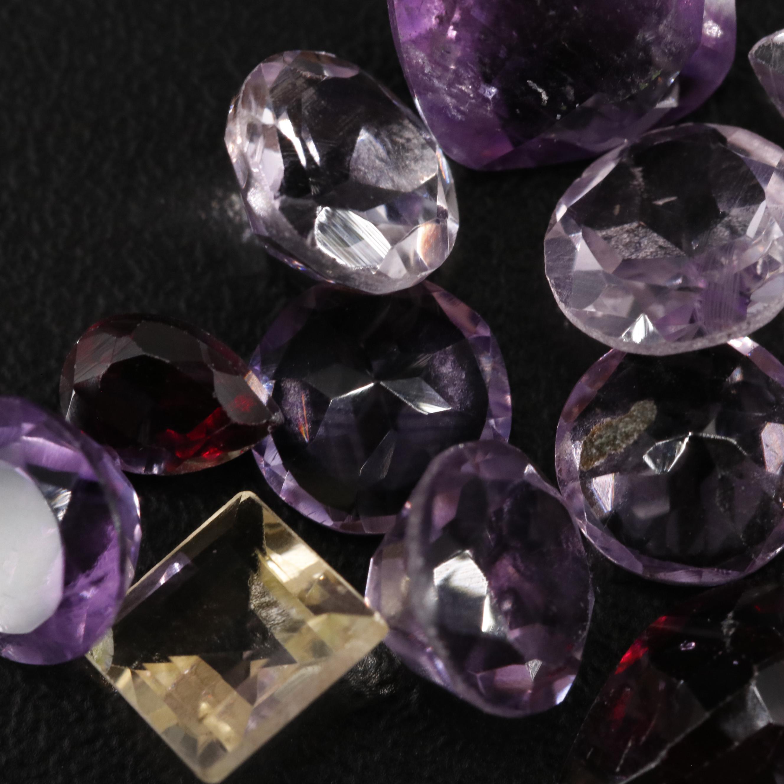 Loose 21.66 CTW Amethyst, Citrine and Garnet Lot