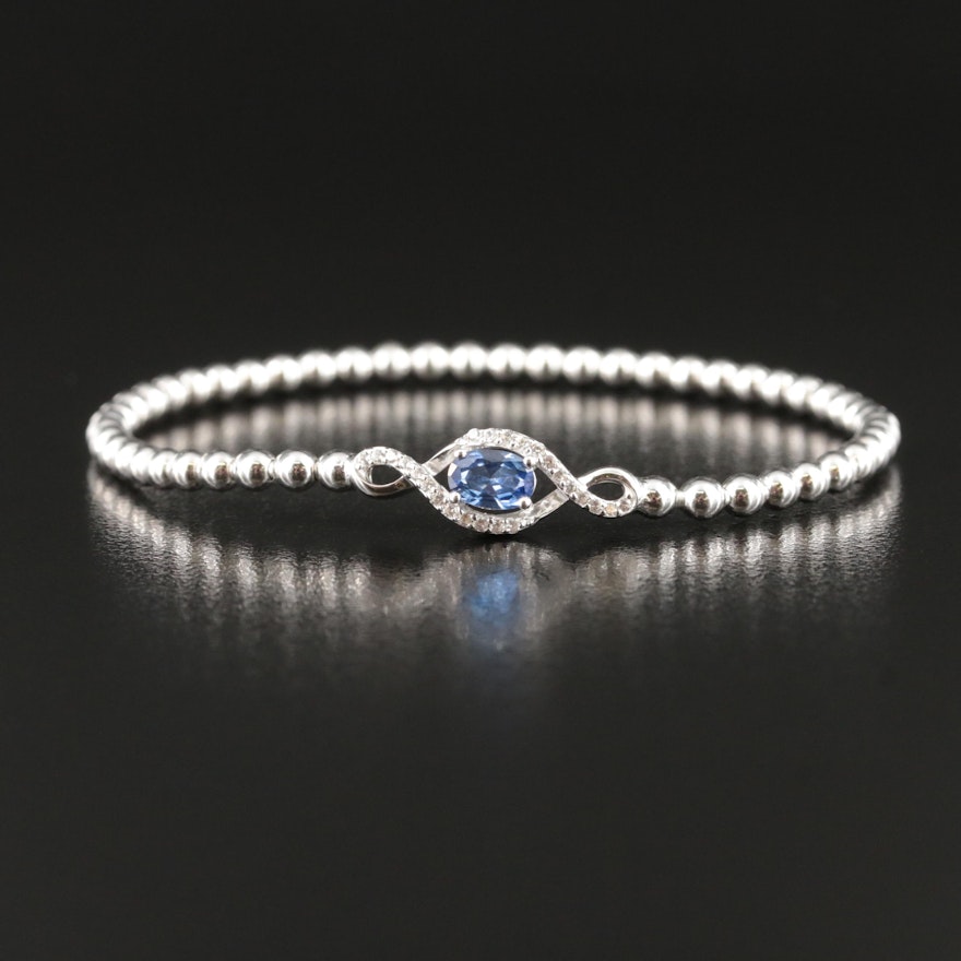 Sterling Sapphire Bead Bracelet