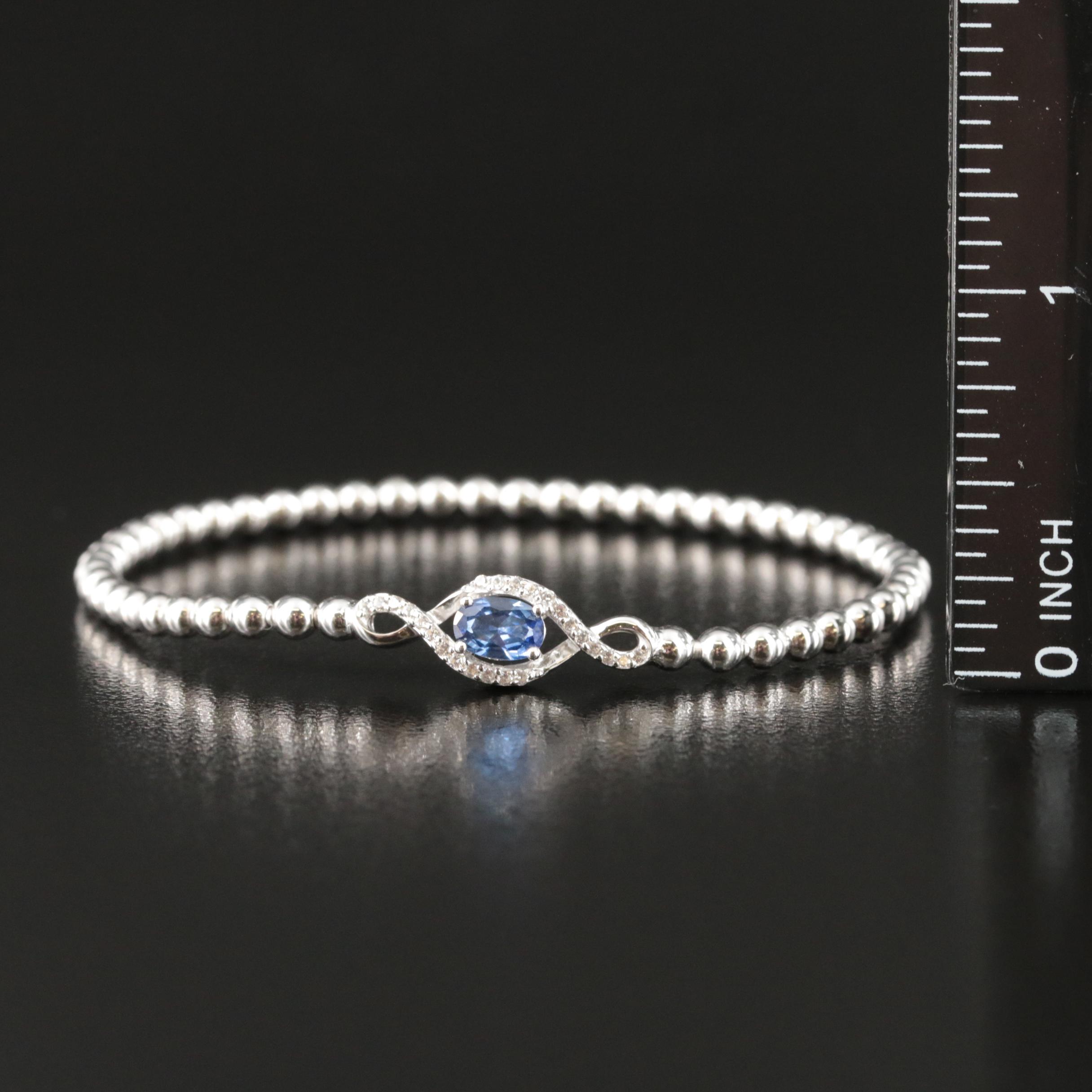 Sterling Sapphire Bead Bracelet