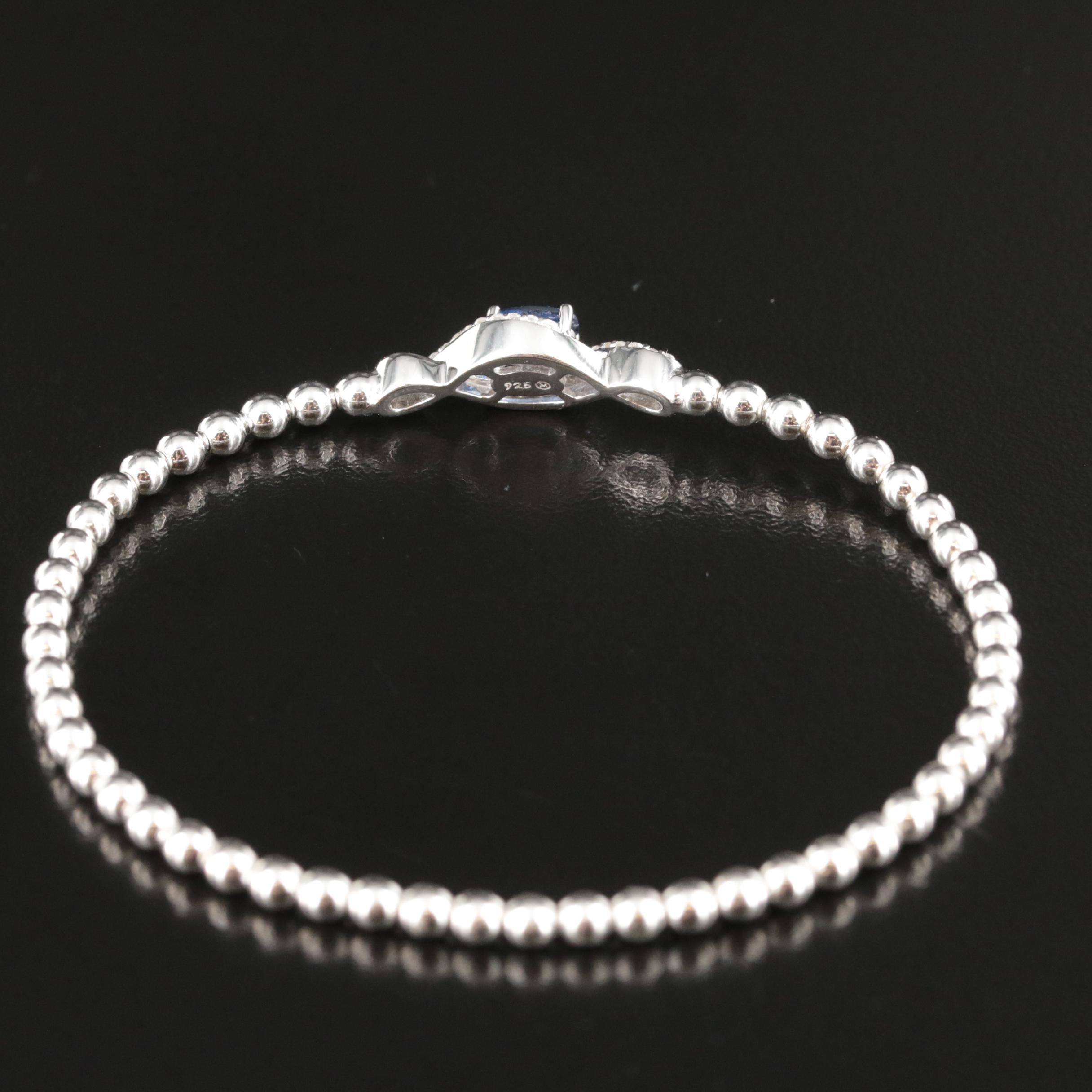 Sterling Sapphire Bead Bracelet