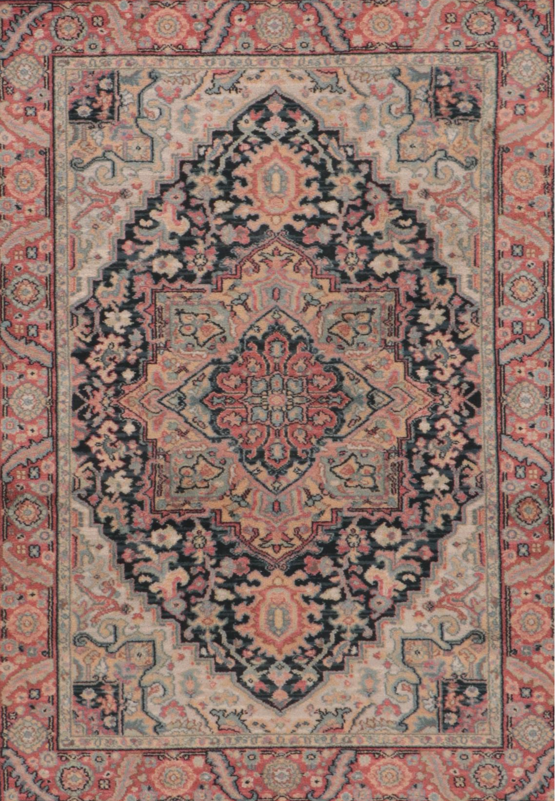 Pair of Machine Made Karastan Williamsburg and "Navy Heriz" Rugs