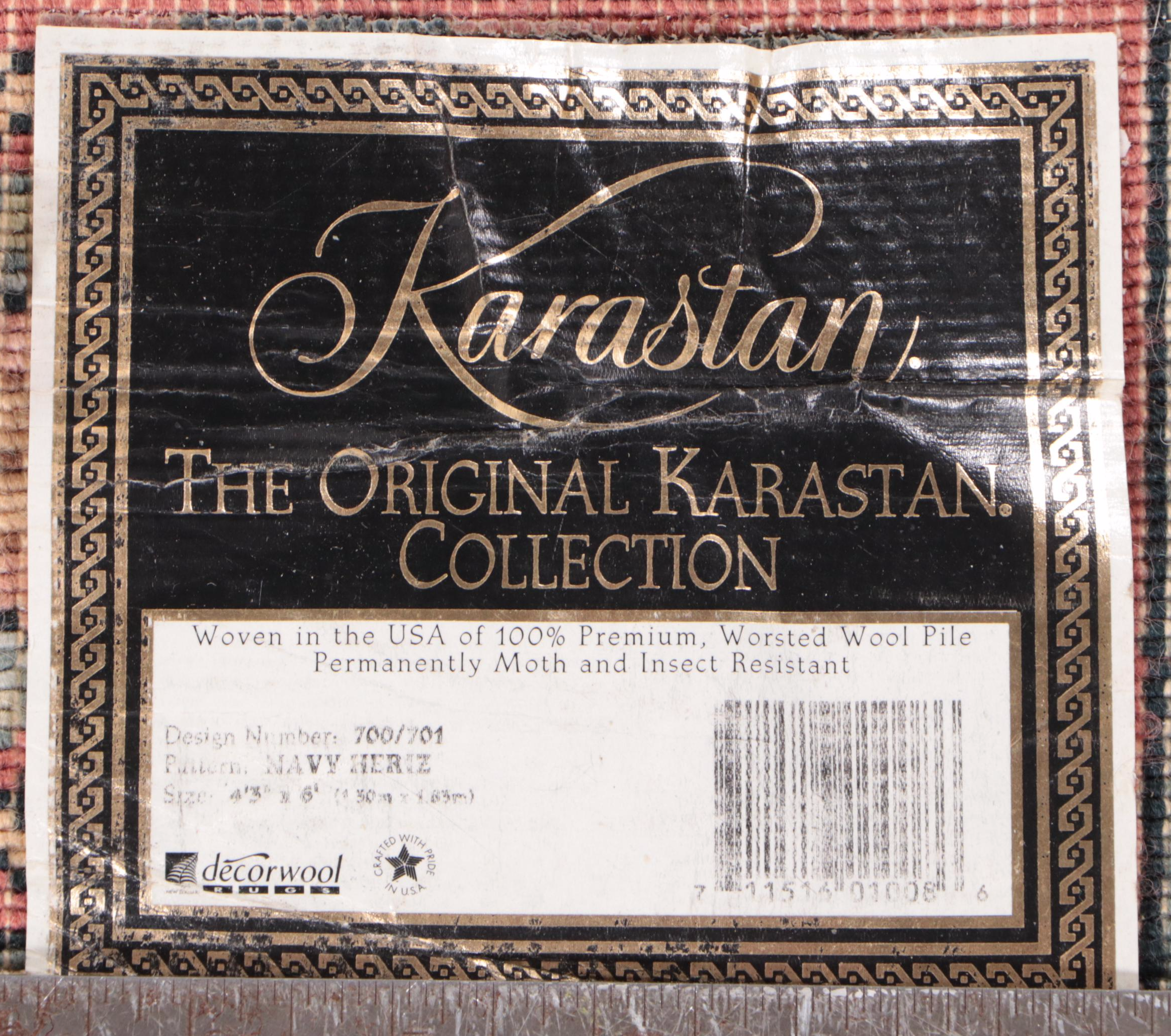 Pair of Machine Made Karastan Williamsburg and "Navy Heriz" Rugs