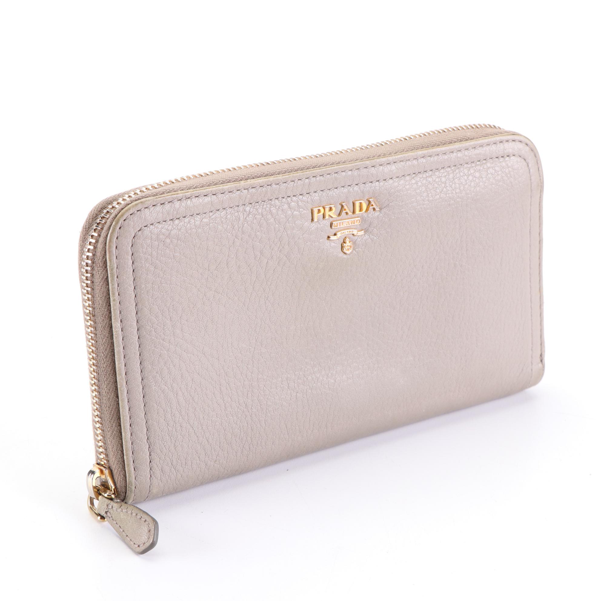 Prada Zip Around Wallet in Vitello Daino Leather