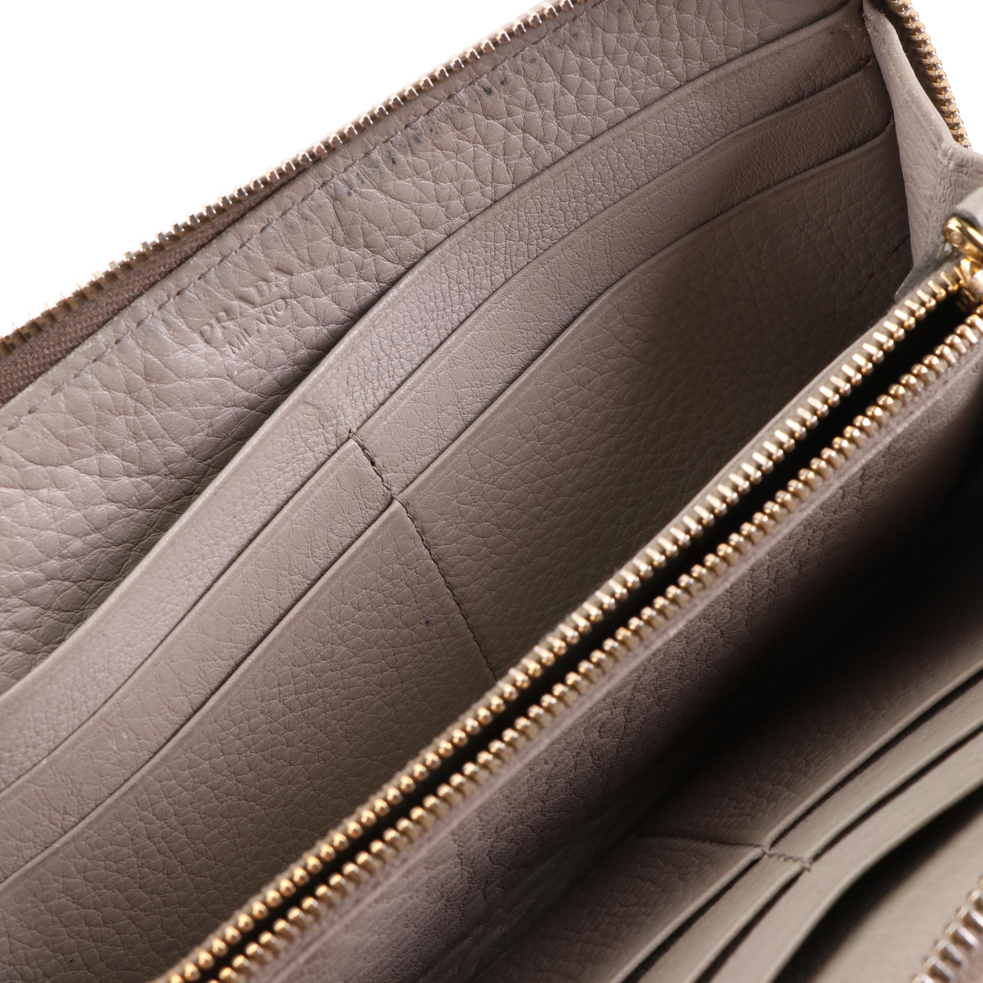 Prada Zip Around Wallet in Vitello Daino Leather